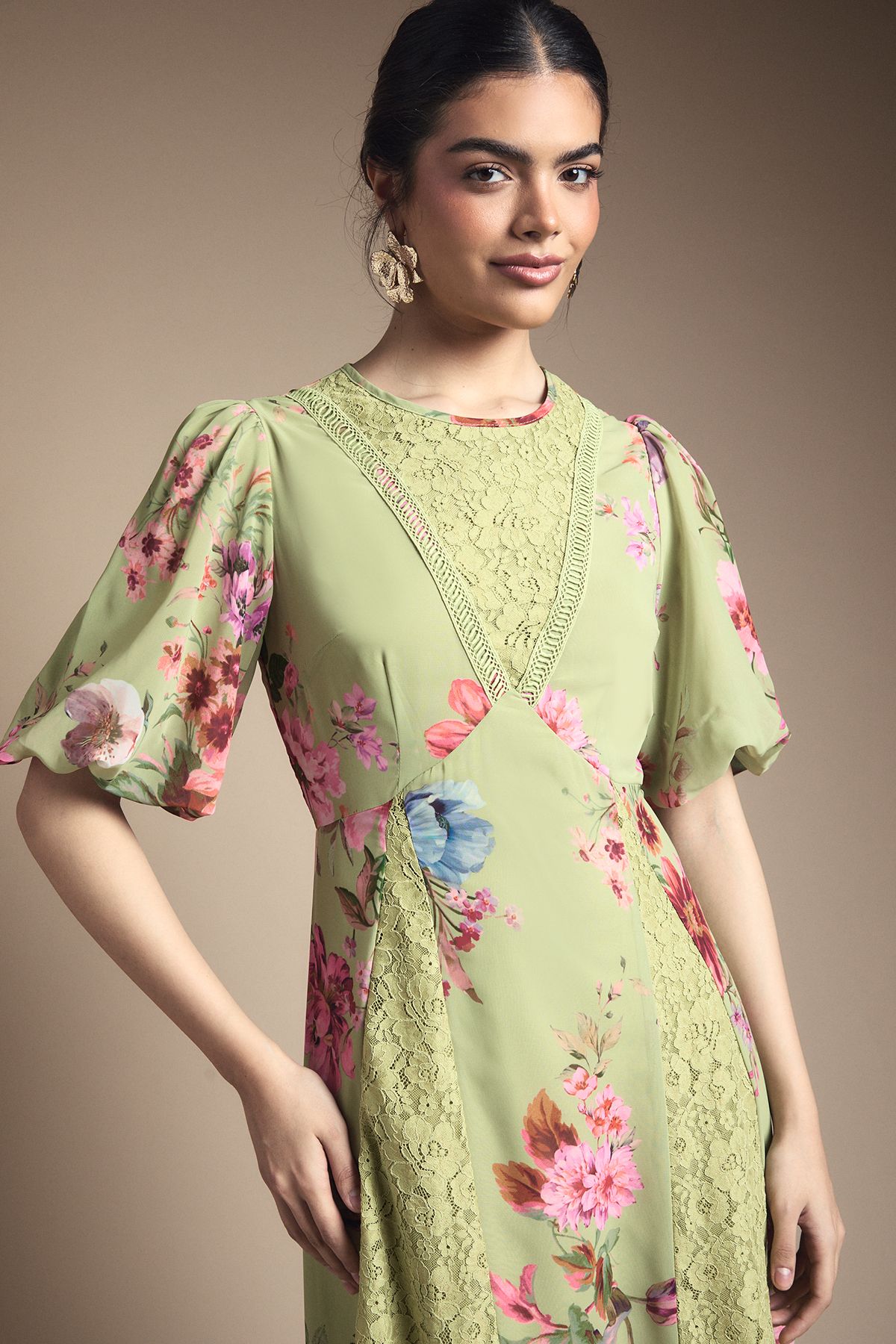 Oasis Lace Fit and Flare Midi Dress