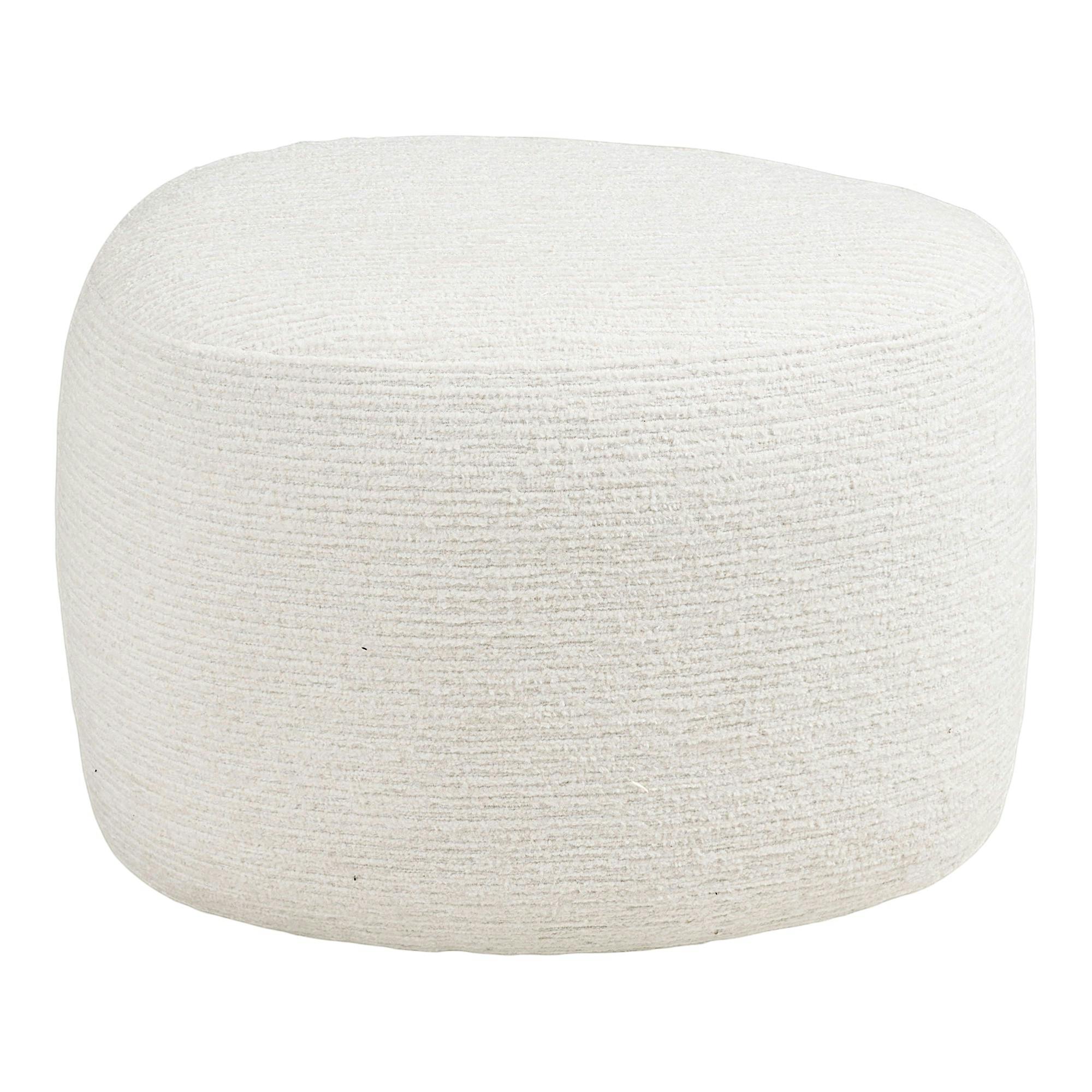 Pouf blanc tissu chenille forme organique 55 cm BERLIN