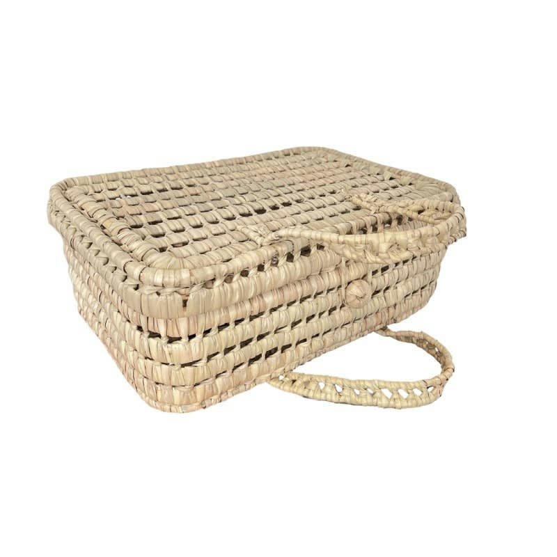 - Valisette feuille de palmier osier naturel 30x20x12 cm