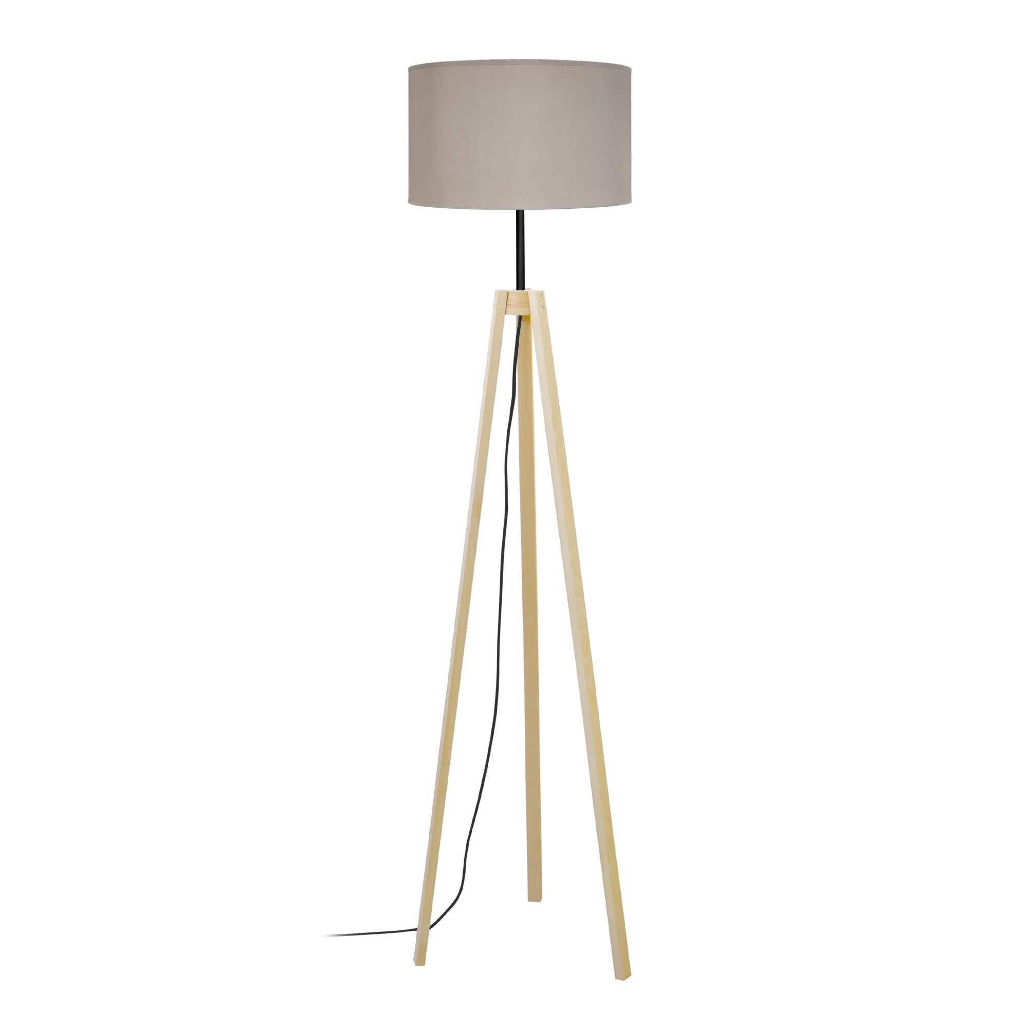VIBORG - Lampadaire bois naturel et taupe