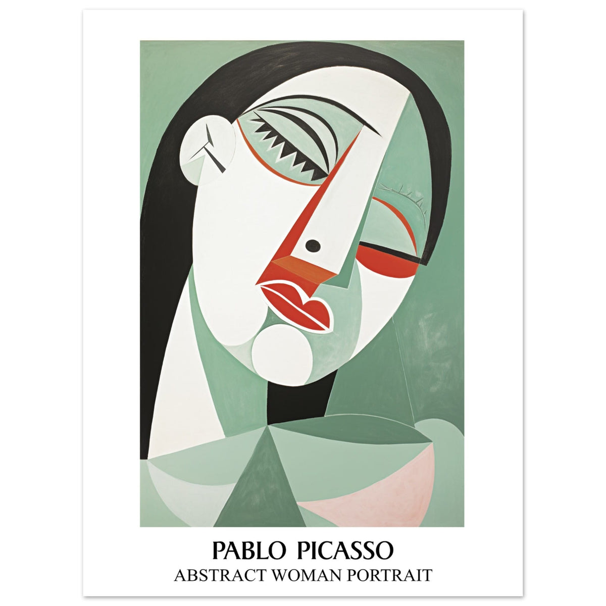 Artfulprints Poster Pablo Picasso - Abstract woman portrait  - 30x40 cm - Groen