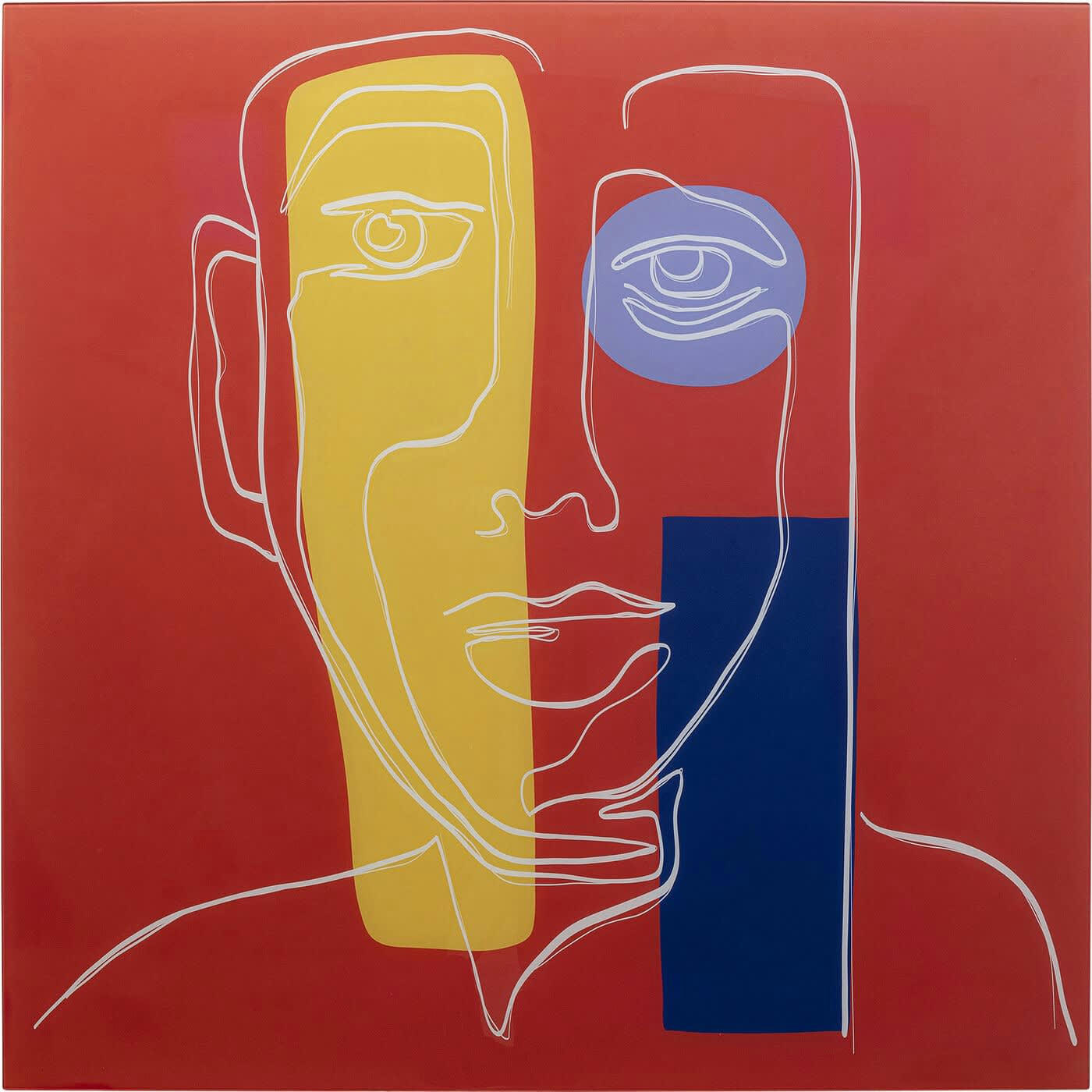 - Tableau en verre visage rouge 100x100cm Kare Design