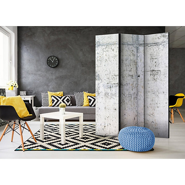 Paravent Design Effet Béton pour Déco Urbaine Moderne 135 x 172 cm Gris