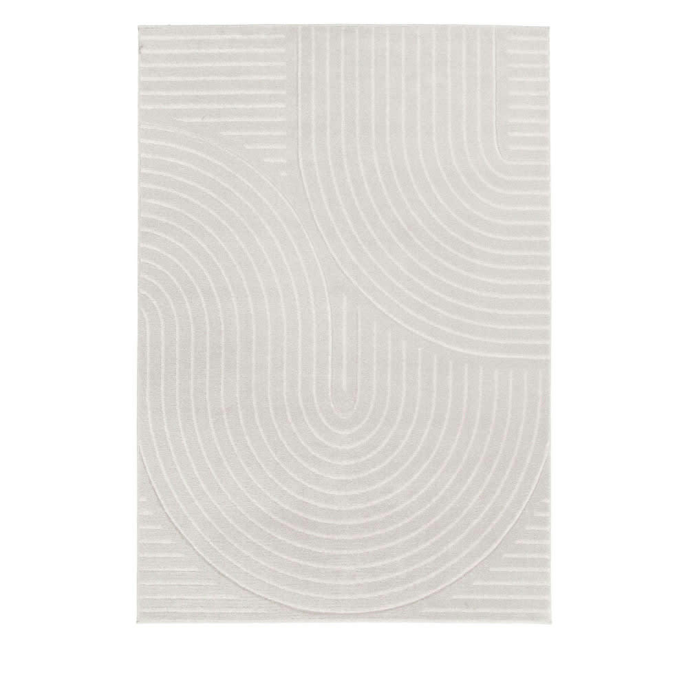 NORA - Tapis contemporain à motif géométrique ecru 120x170 cm