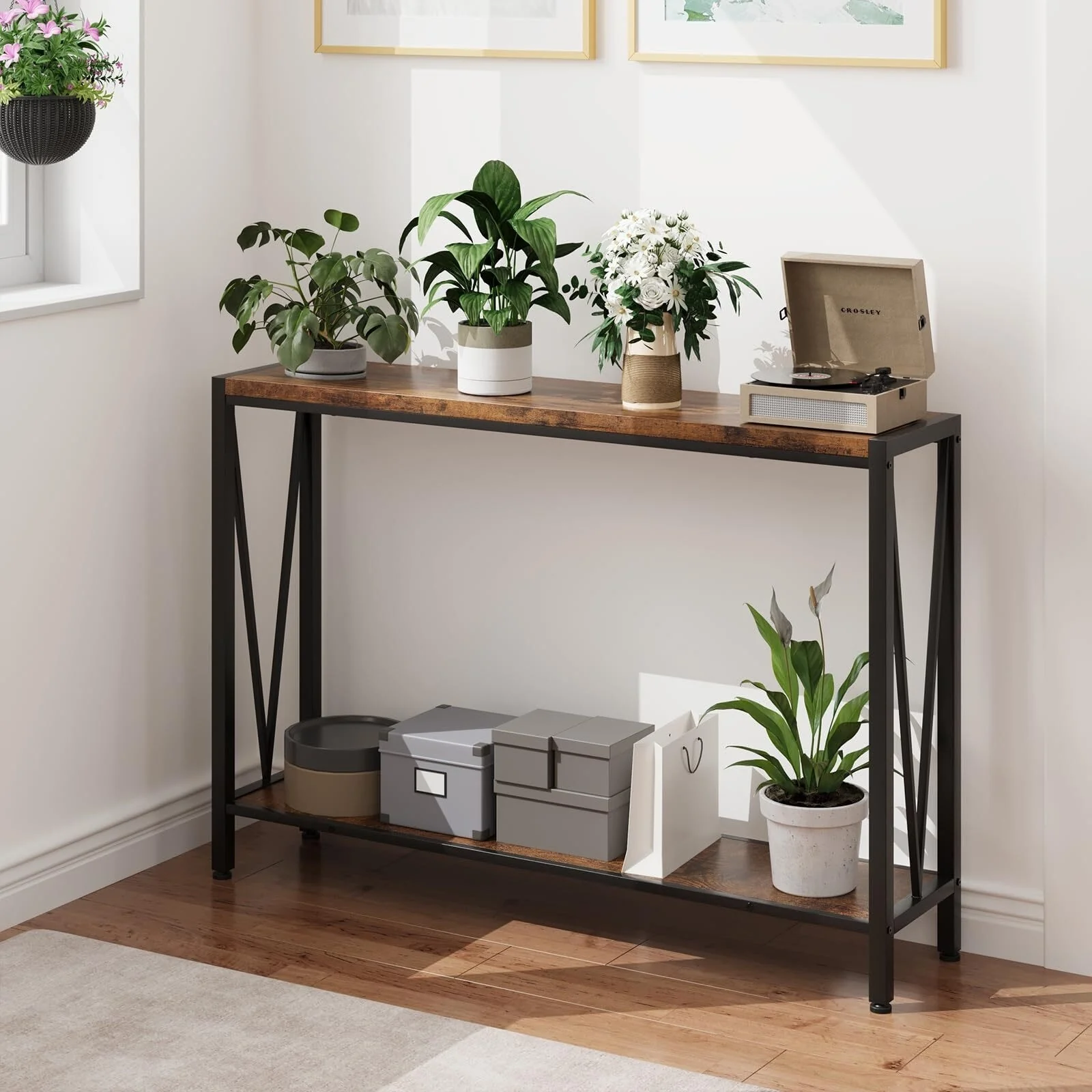 42.9 Grey Entryway Table with Storage