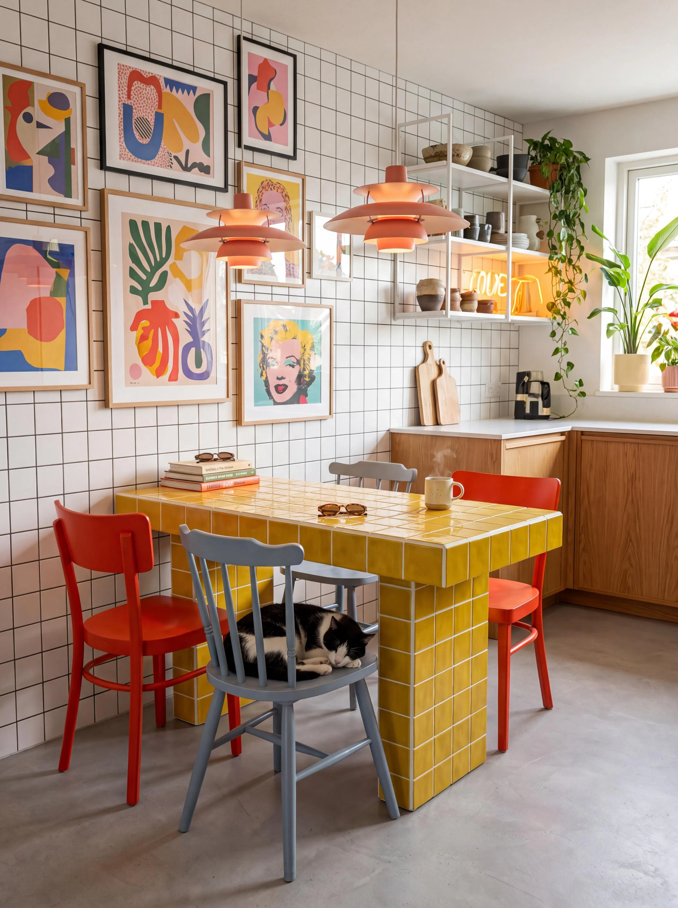 Tiled Dining Table, Retro