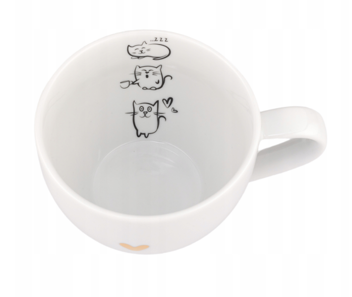 Biały Kubek Porcelanowy 500 ml - Trzy małe kotki dla Miłośnika Kotów