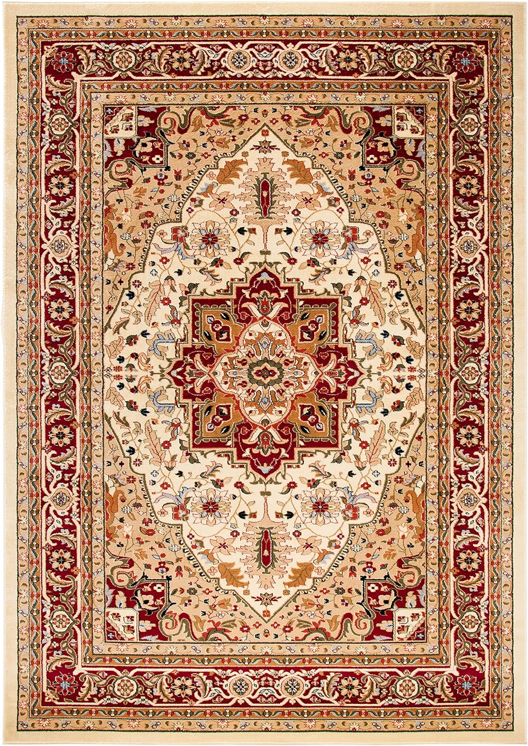 SAFAVIEH Lyndhurst Collection X-Large Area Rug - 12' x 18', Ivory & Red, Traditional Oriental Design, Non-Shedding & Easy Care, Ideal for High Traffic Areas in Living Room, Bedroom (LNH330A)