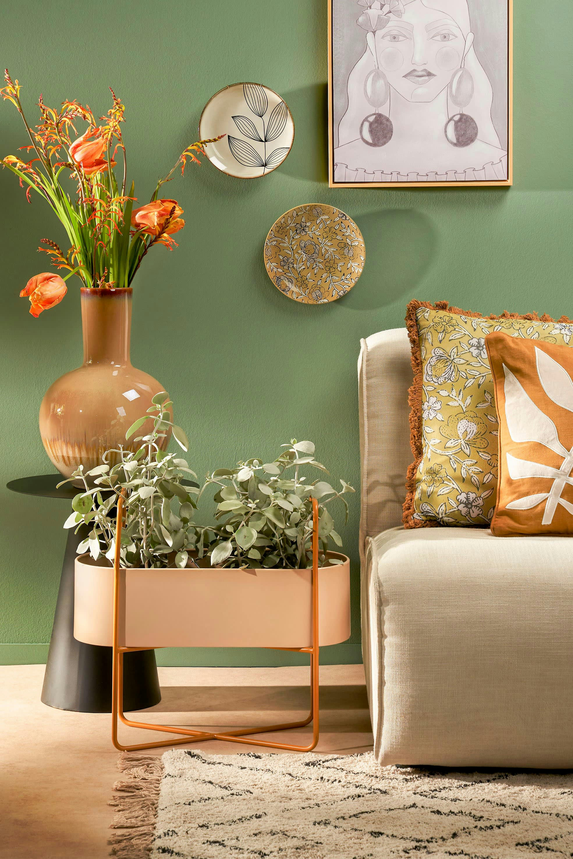 SHANDY - Porte-plante en métal marron clair H48