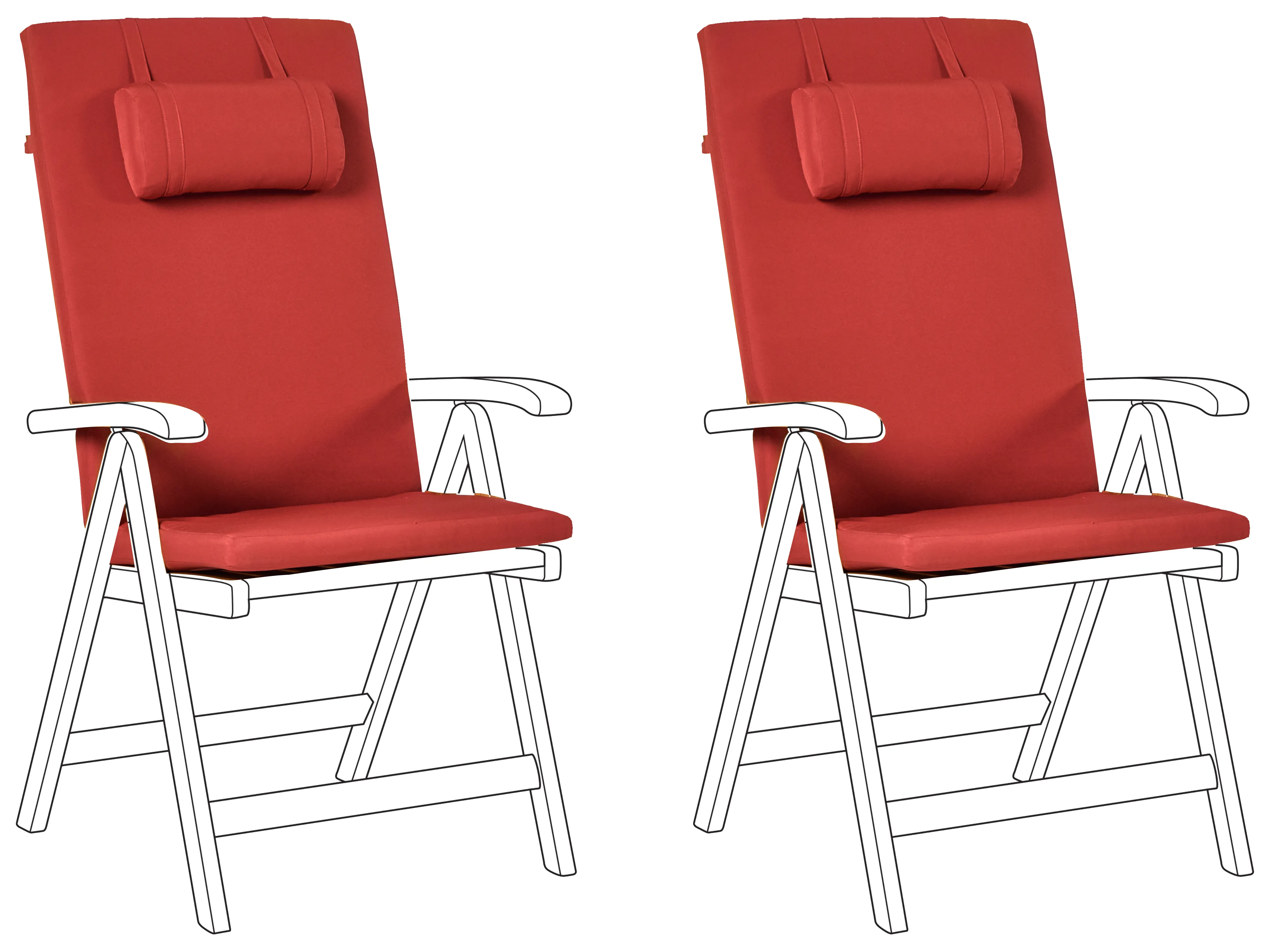 Set of 2 Back/Seat Cushions JAVA/AMANTEA PREMIUM 50 x 71 cm Red