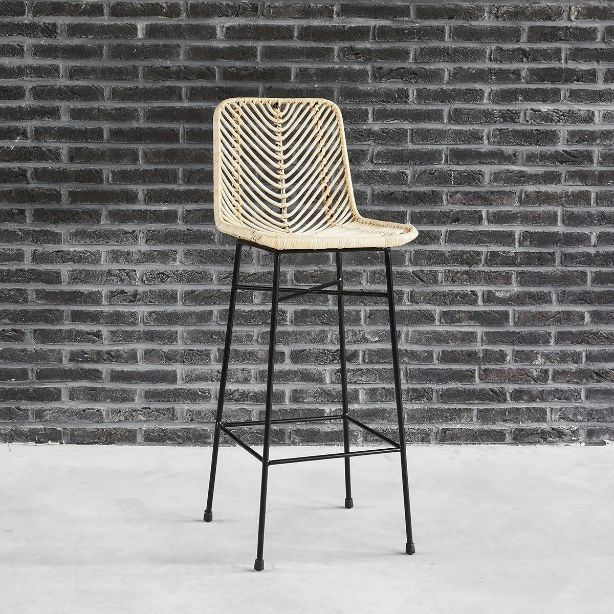 BOHEMA - Tabouret de bar en rotin et métal