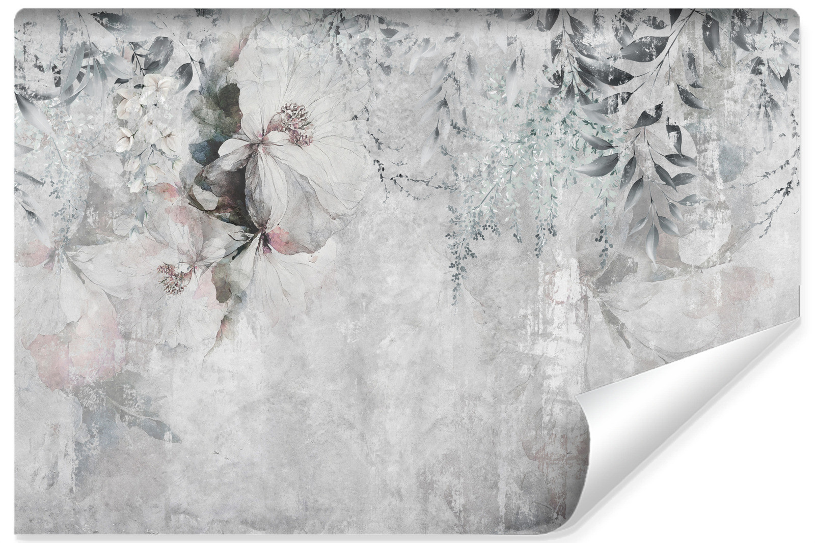 Fototapeta Delikatne Liście Na Betonie 90x60cm