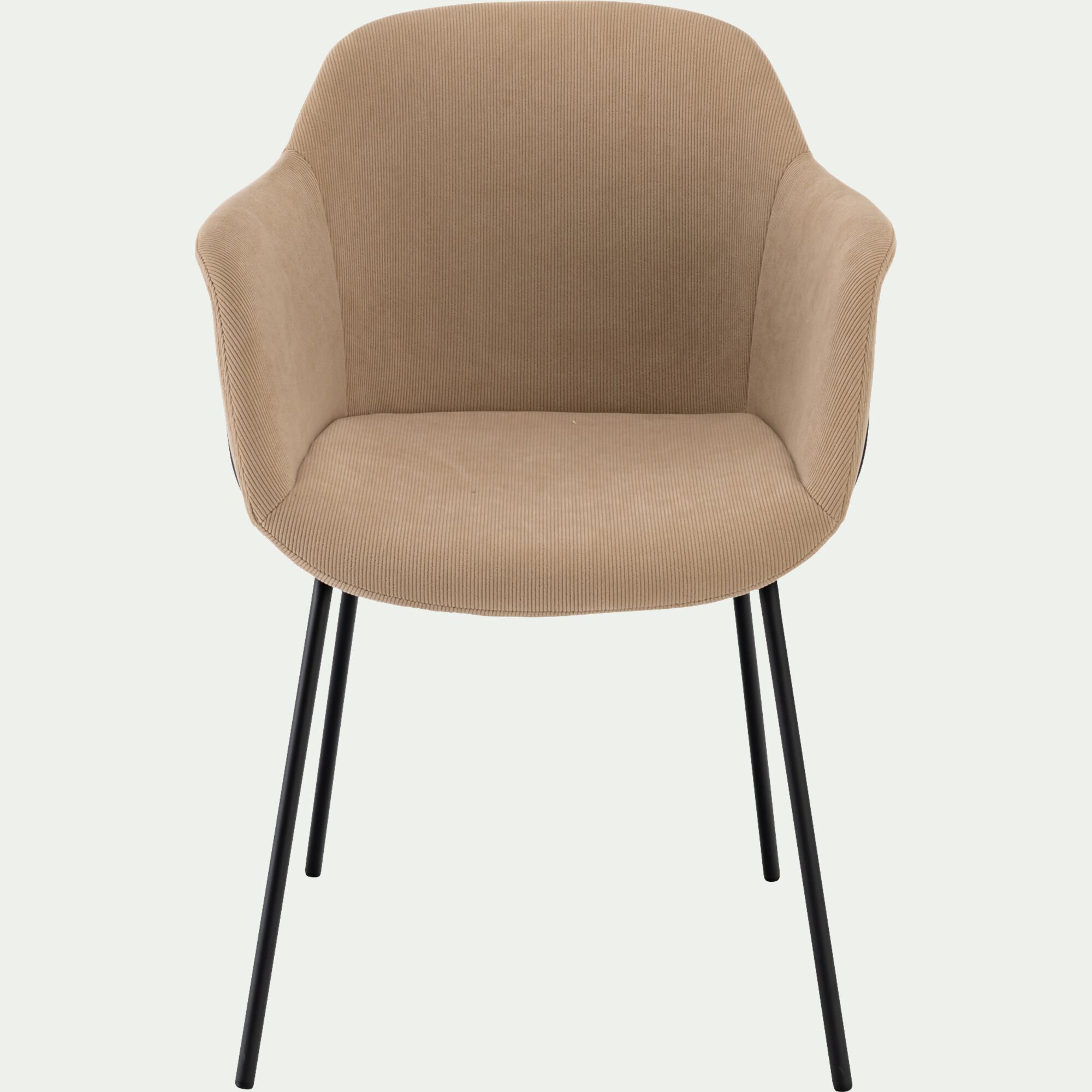 CHLOE - Chaise en velours côtelé avec accoudoirs - beige