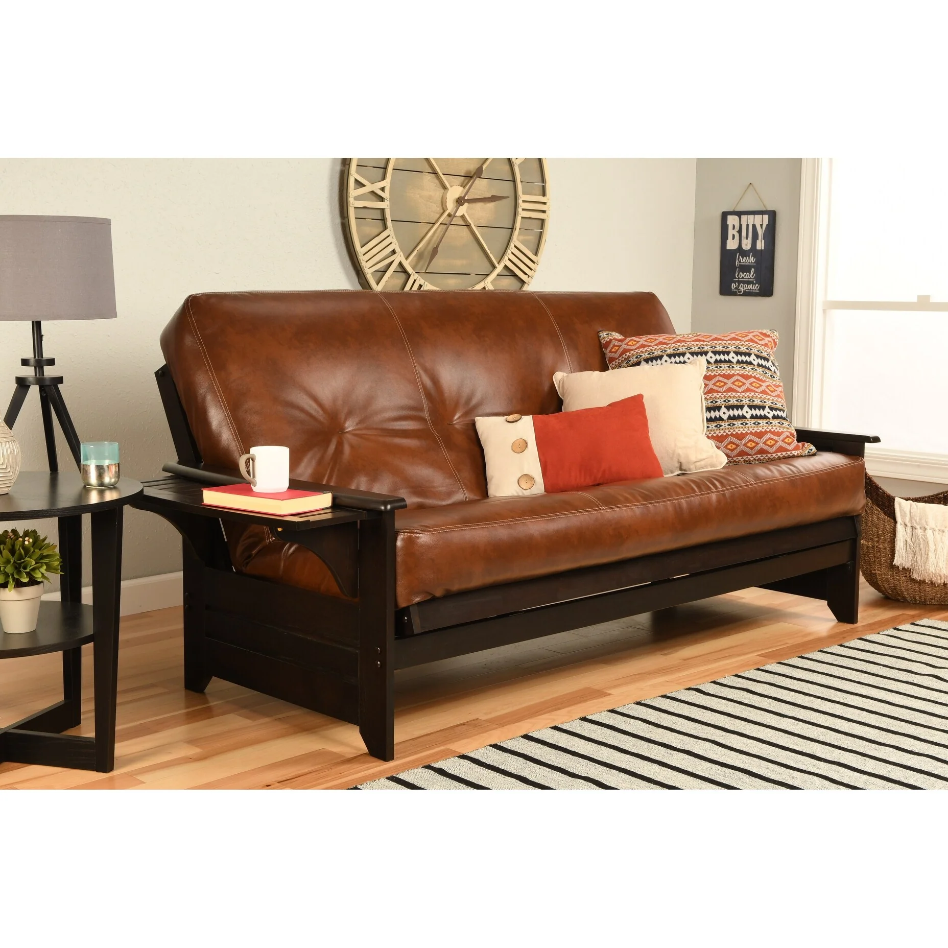 Copper Grove Dixie Espresso Full-size Futon Set with Bonded Leather Innerspring Mattress