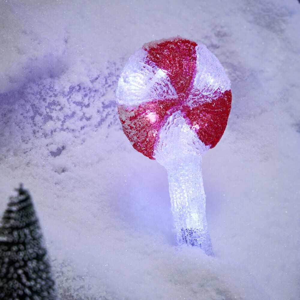 Décoration No&euml;l sucette à planter LED H27cm