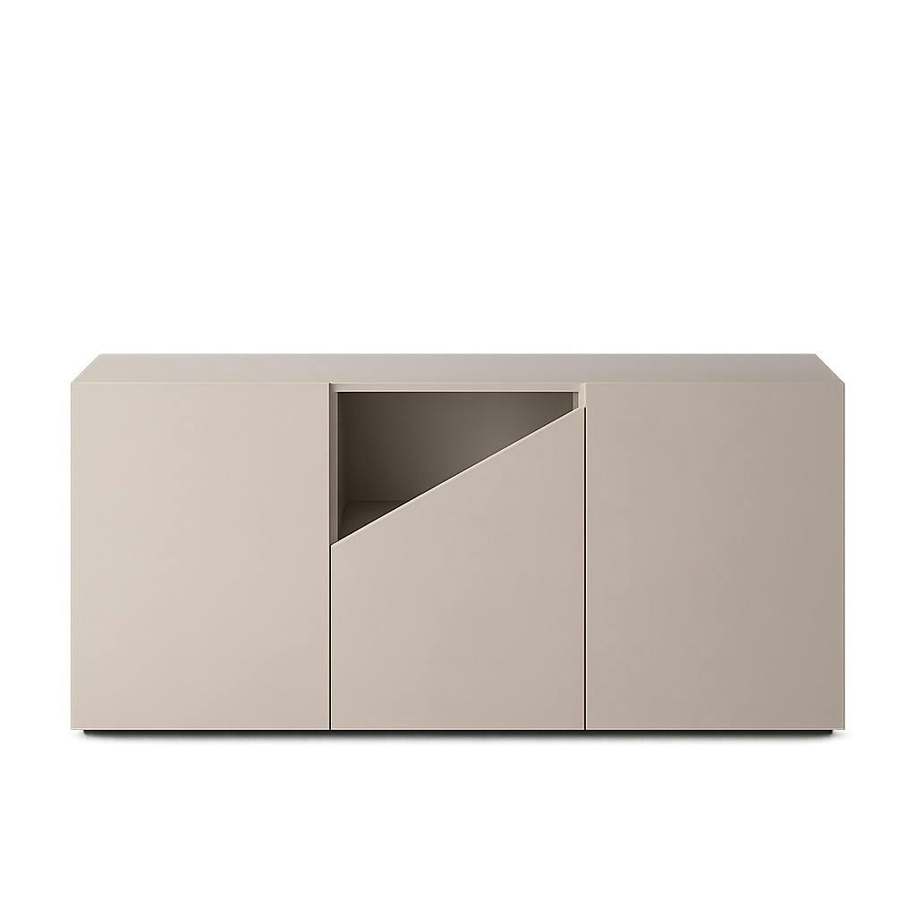 Buffet contemporain taupe à découpe centrale 160 cm LORA