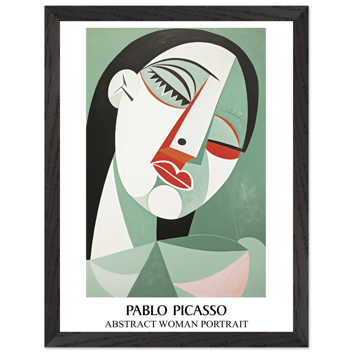 Artfulprints Poster met Lijst Pablo Picasso - Abstract woman portrait  - 30x40 cm - Groen