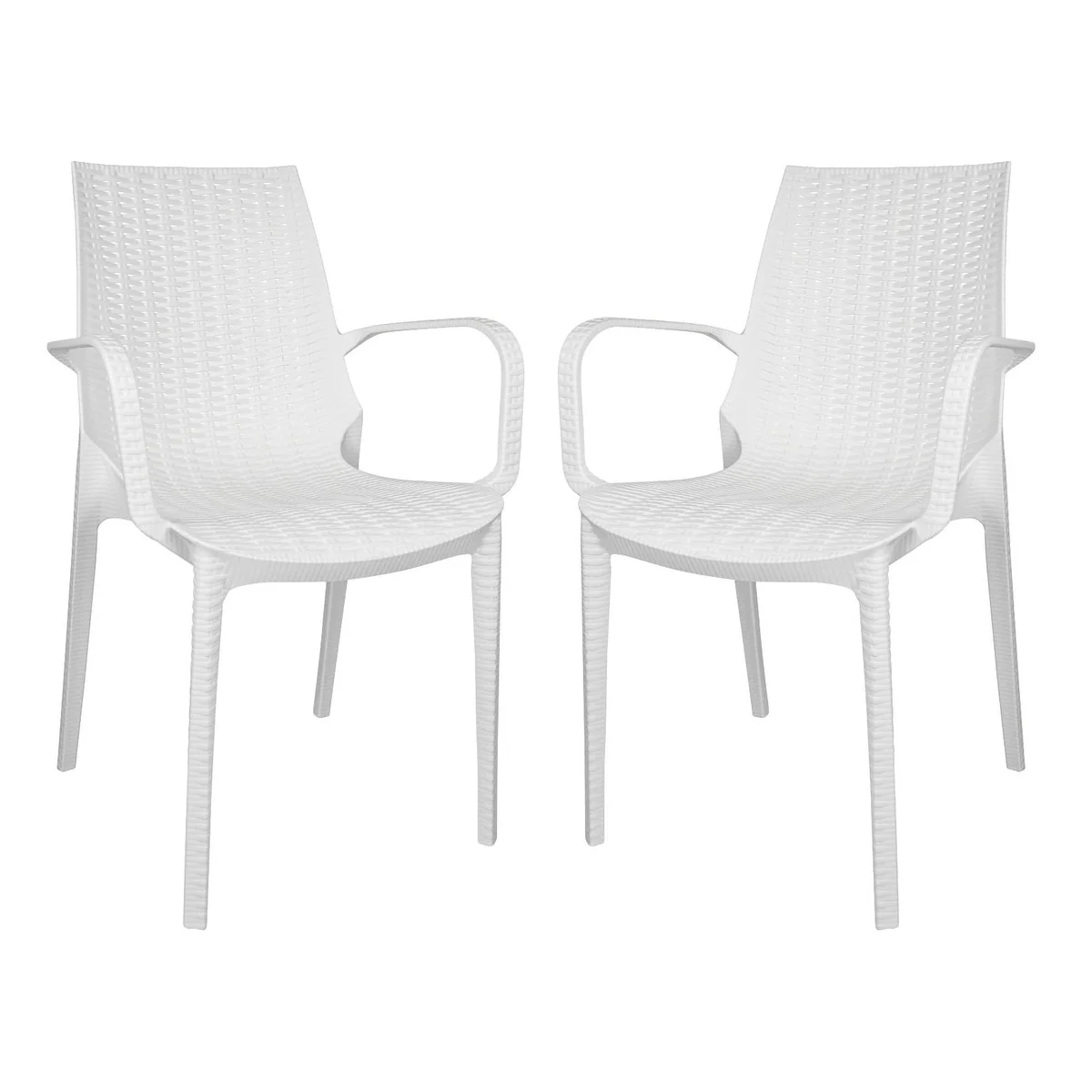 LeisureMod Kent Outdoor Stackable Dining Arm Chair, Set of 2