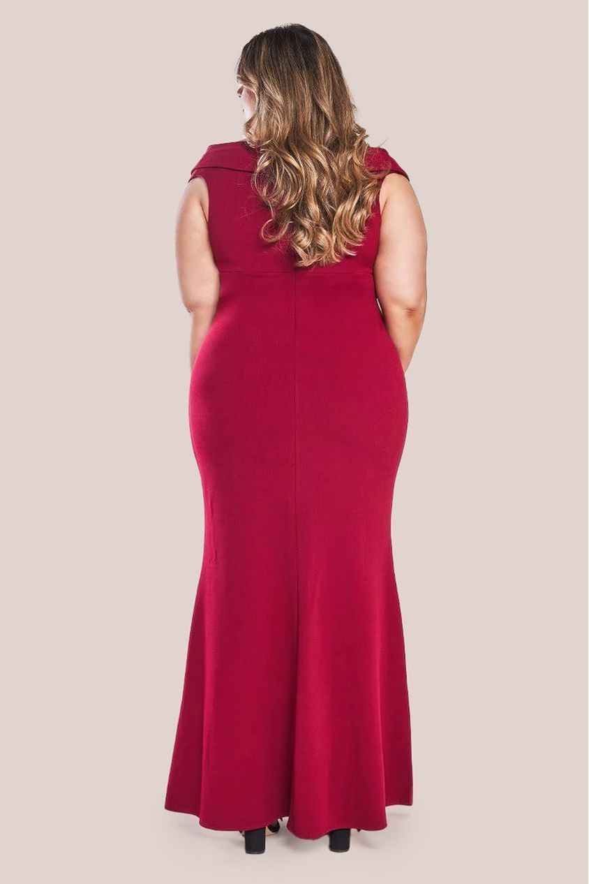 Goddiva Front Wrap Off The Shoulder Maxi Dress
