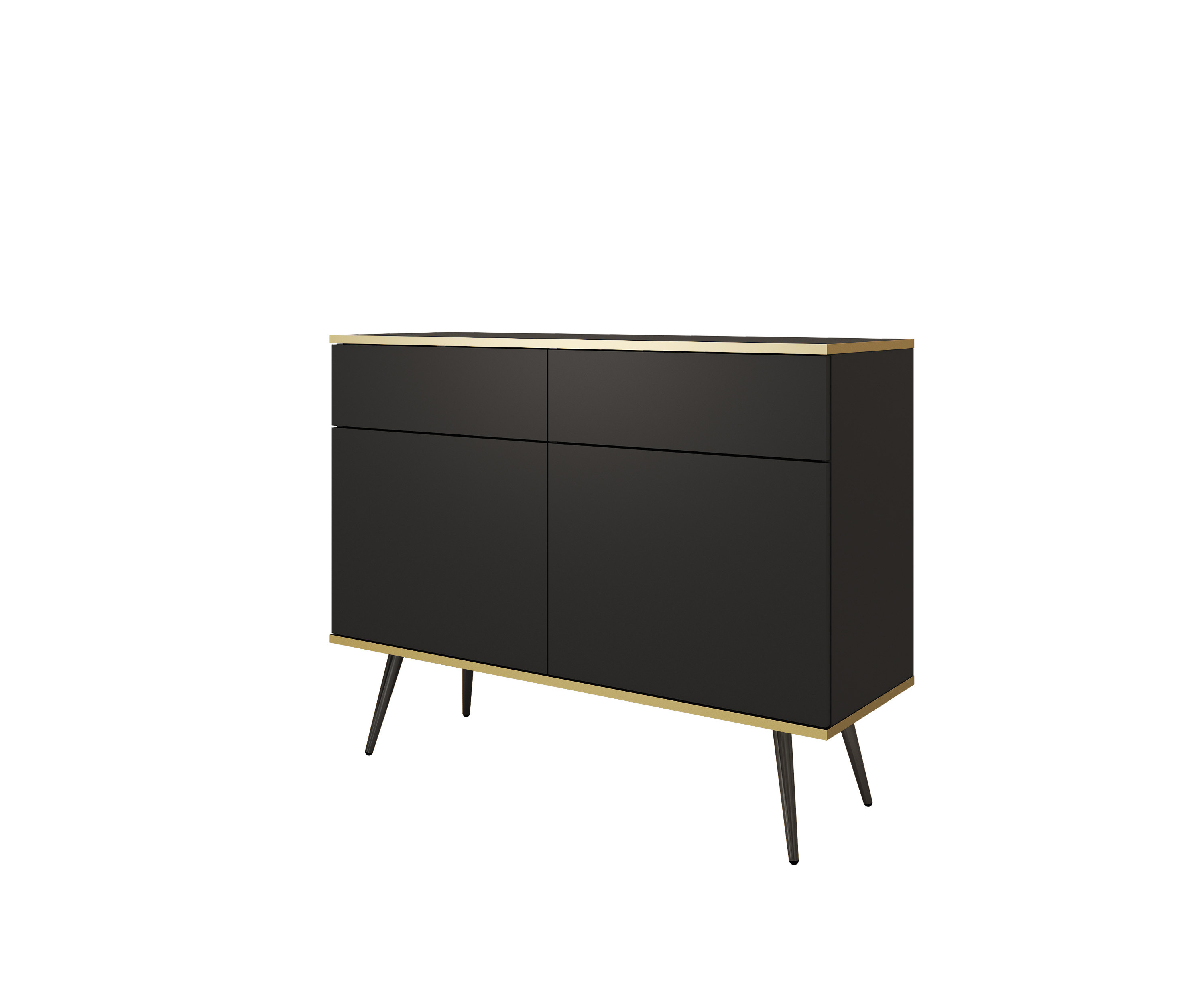 Komoda z szufladami ORINO 107cm czarny ze złotymi detalami/czarne nóżki