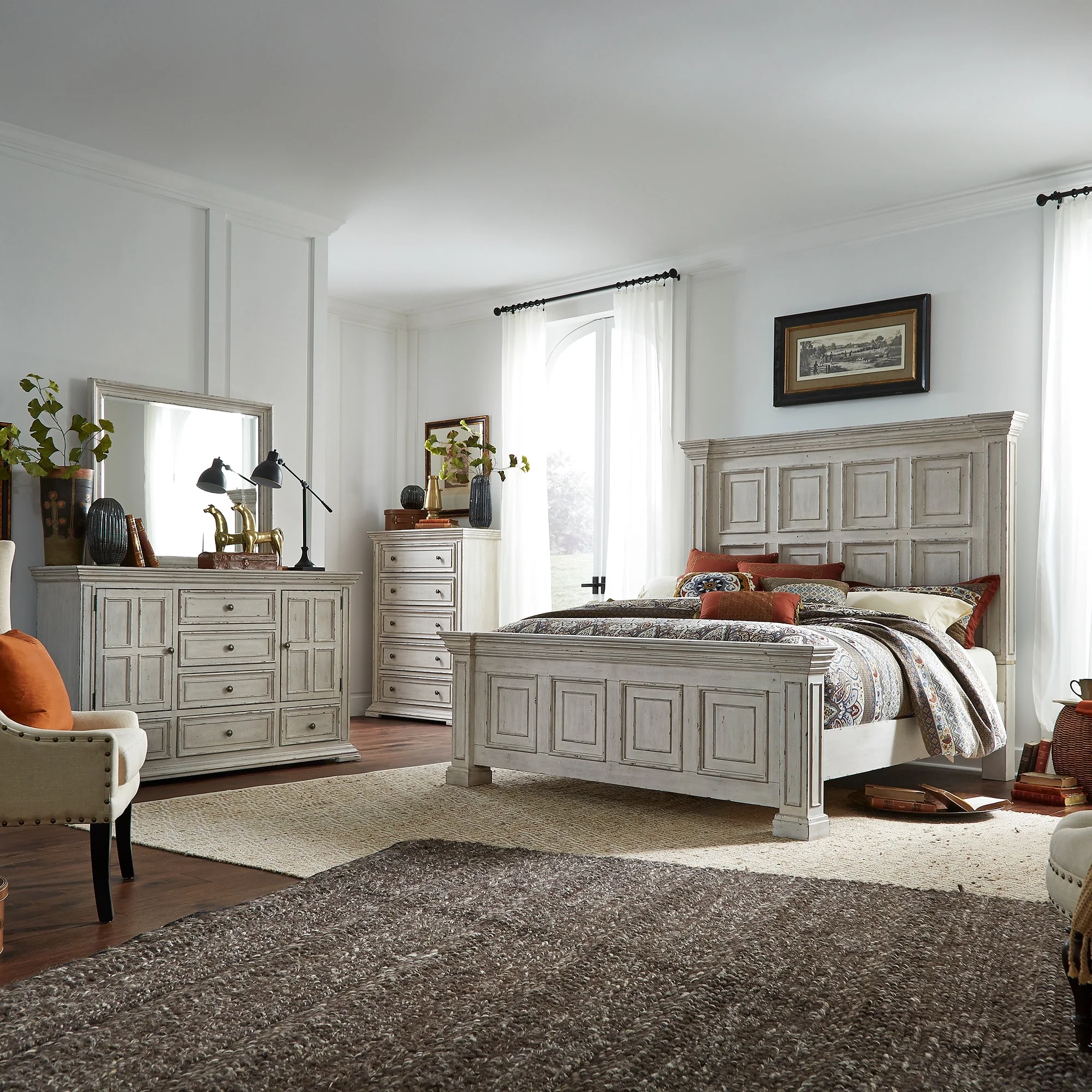 Liberty Furniture Big Valley Panel Bed, Dresser, Mirror, Chest - California King, King or Queen