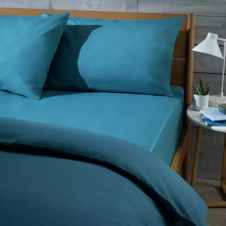 Habitat Cotton Rich 180 TC Petrol Fitted Sheet - Single