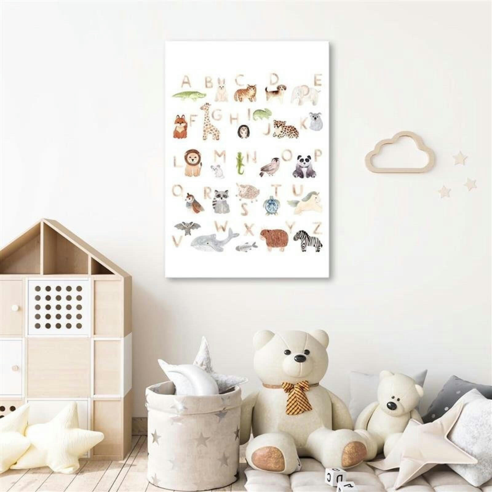 KIDS - Tableau alphabet avec des animaux 40 x 50 cm