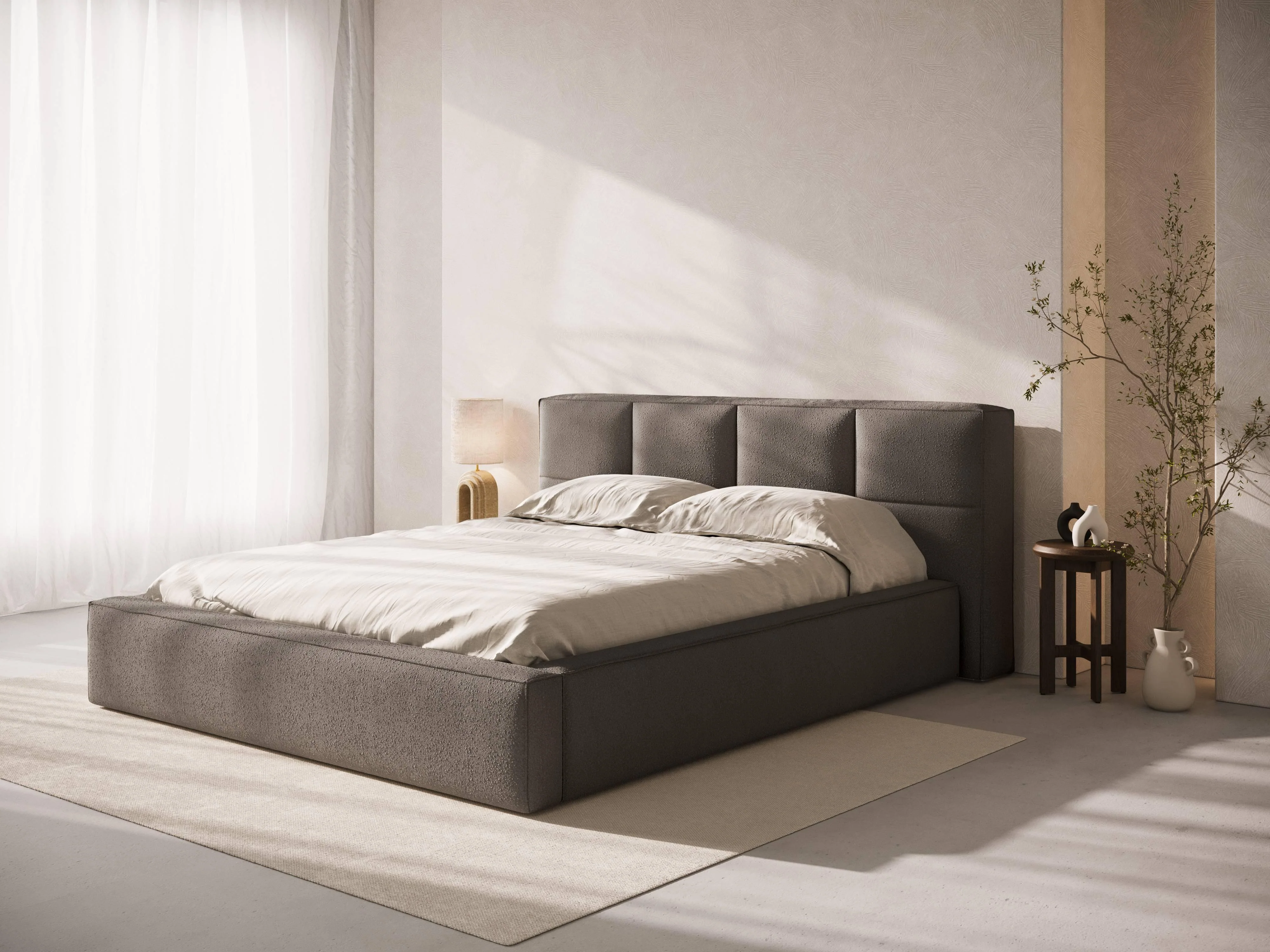 Bedframe met opbergvak Simon 160x200 bouclé