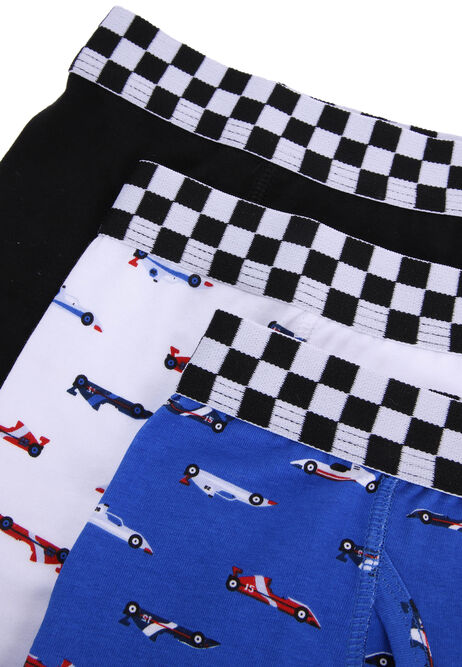 Younger Boys 3pk Blue Racing Cars Trunks