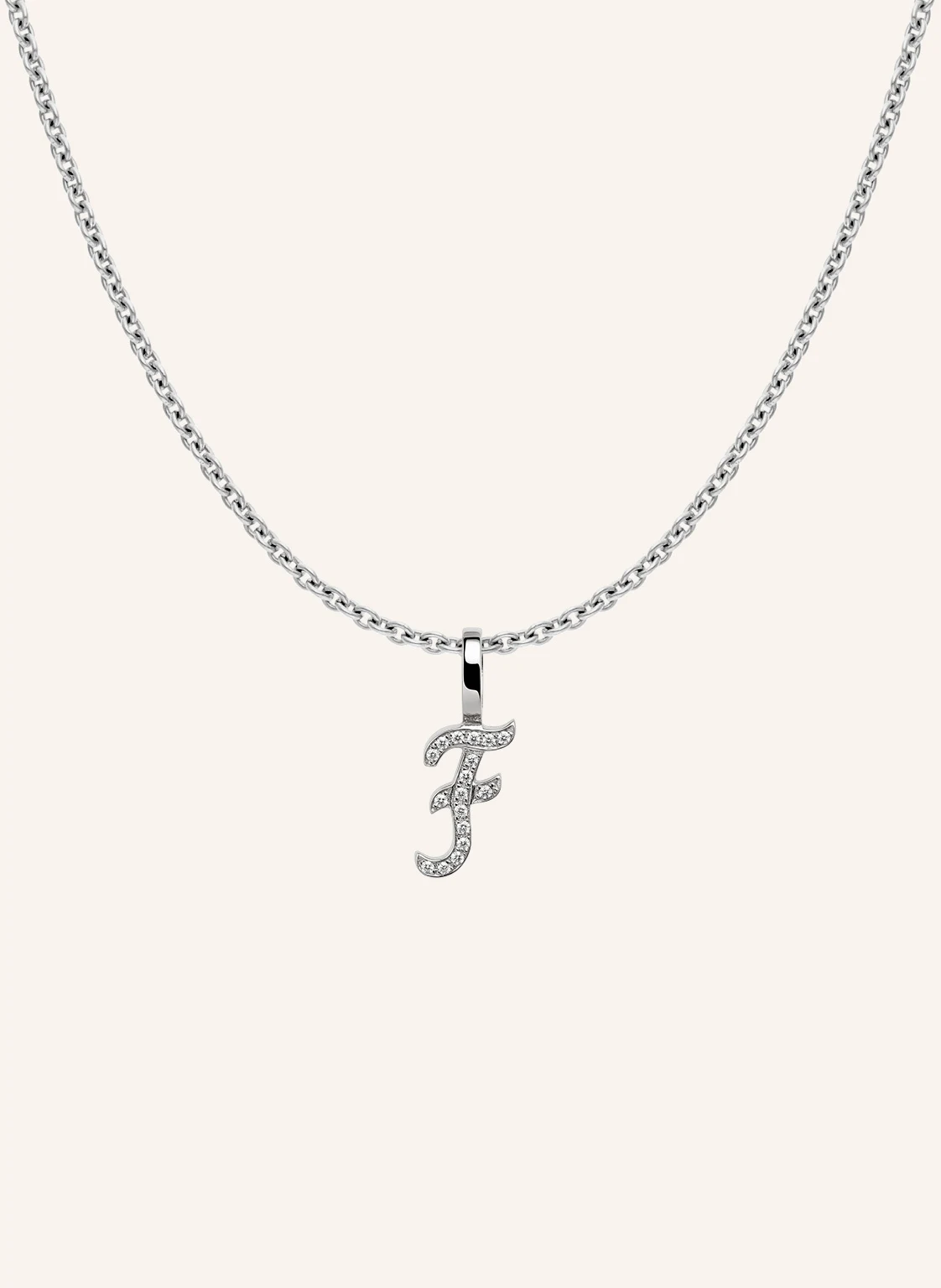 CADA Kette TINY DIAMOND LETTER F