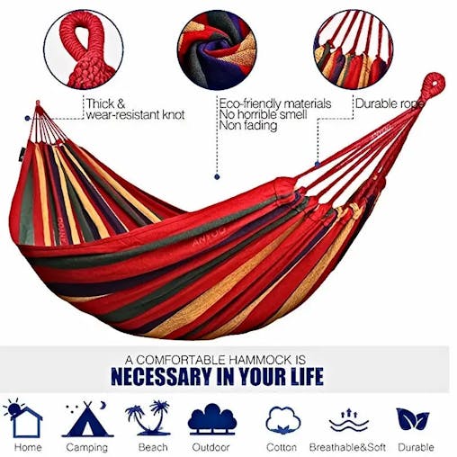 NNETM Durable Camping Hammock with Tree Straps - 450lbs Capacity