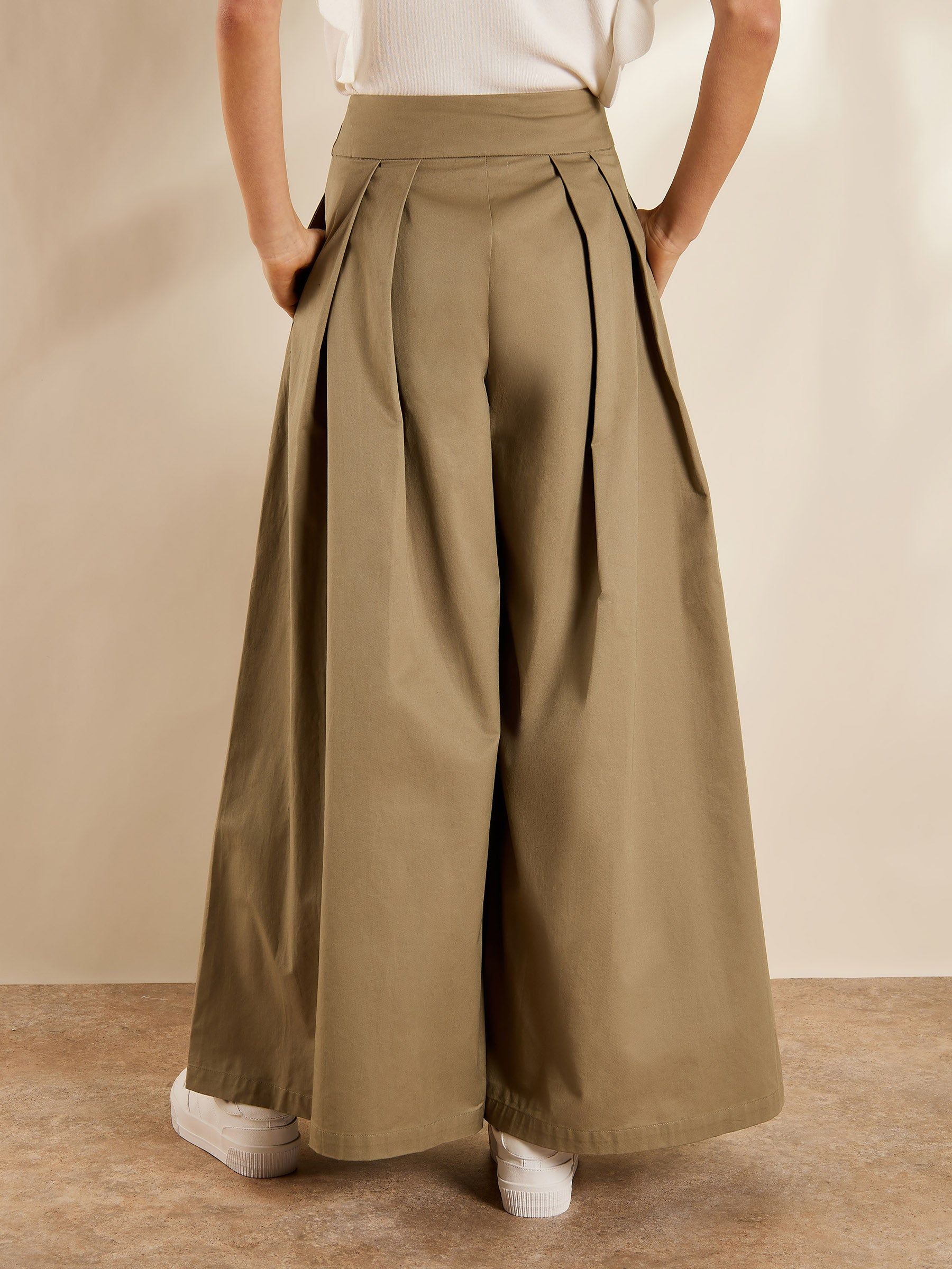 GWD by GEORGE W. DAVIES GWD Tillie Khaki Wide Leg Trousers