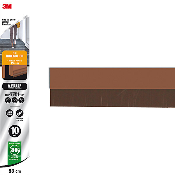 Bas de porte alu sol irrégulier à visser Premium marron 93 cm 3M