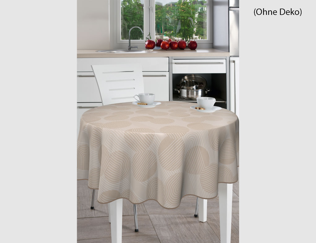 Tischdecke Paspel Kreise Beige Ø140cm