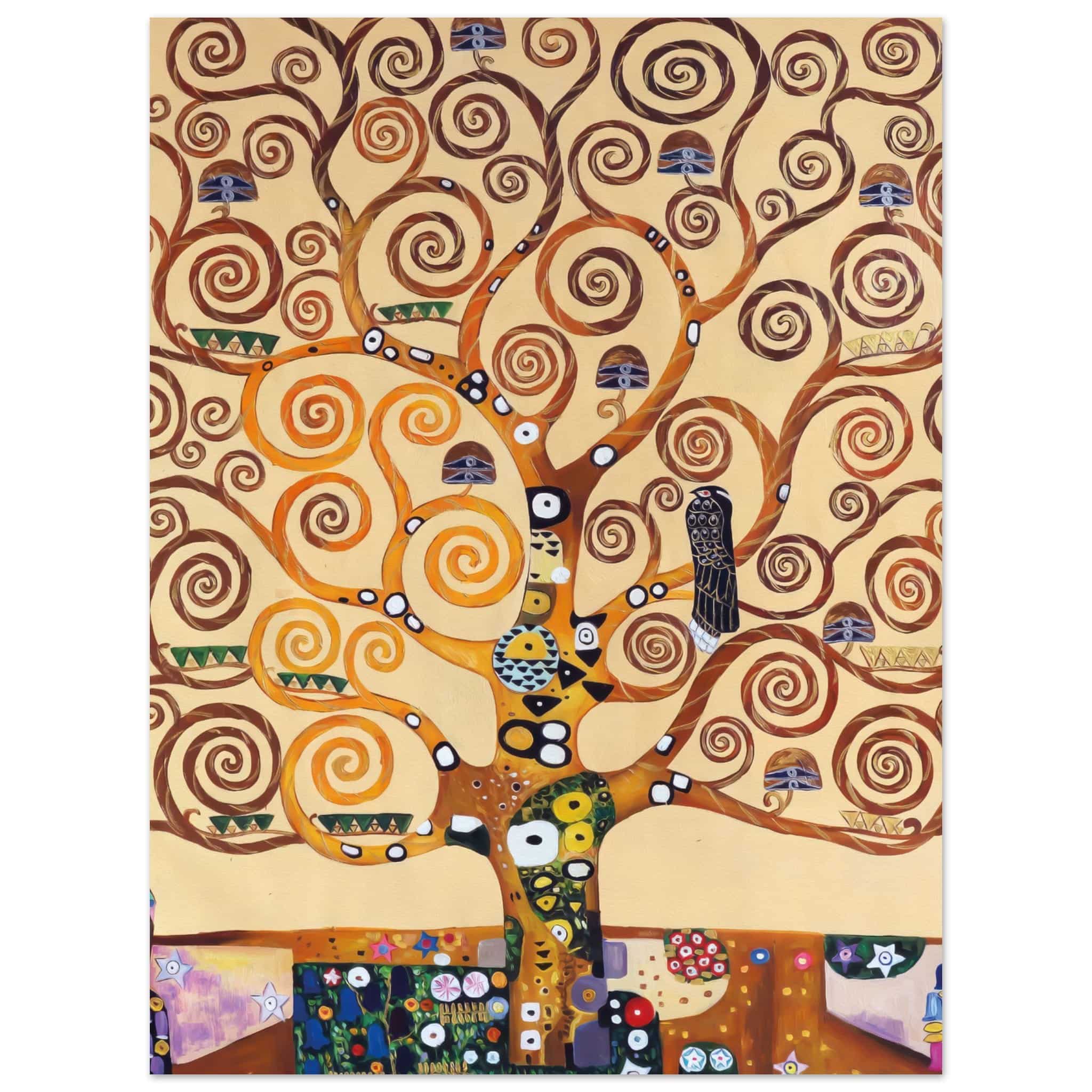 Artfulprints Poster Gustav Klimt - Tree of life  - 30x40 cm - Geel
