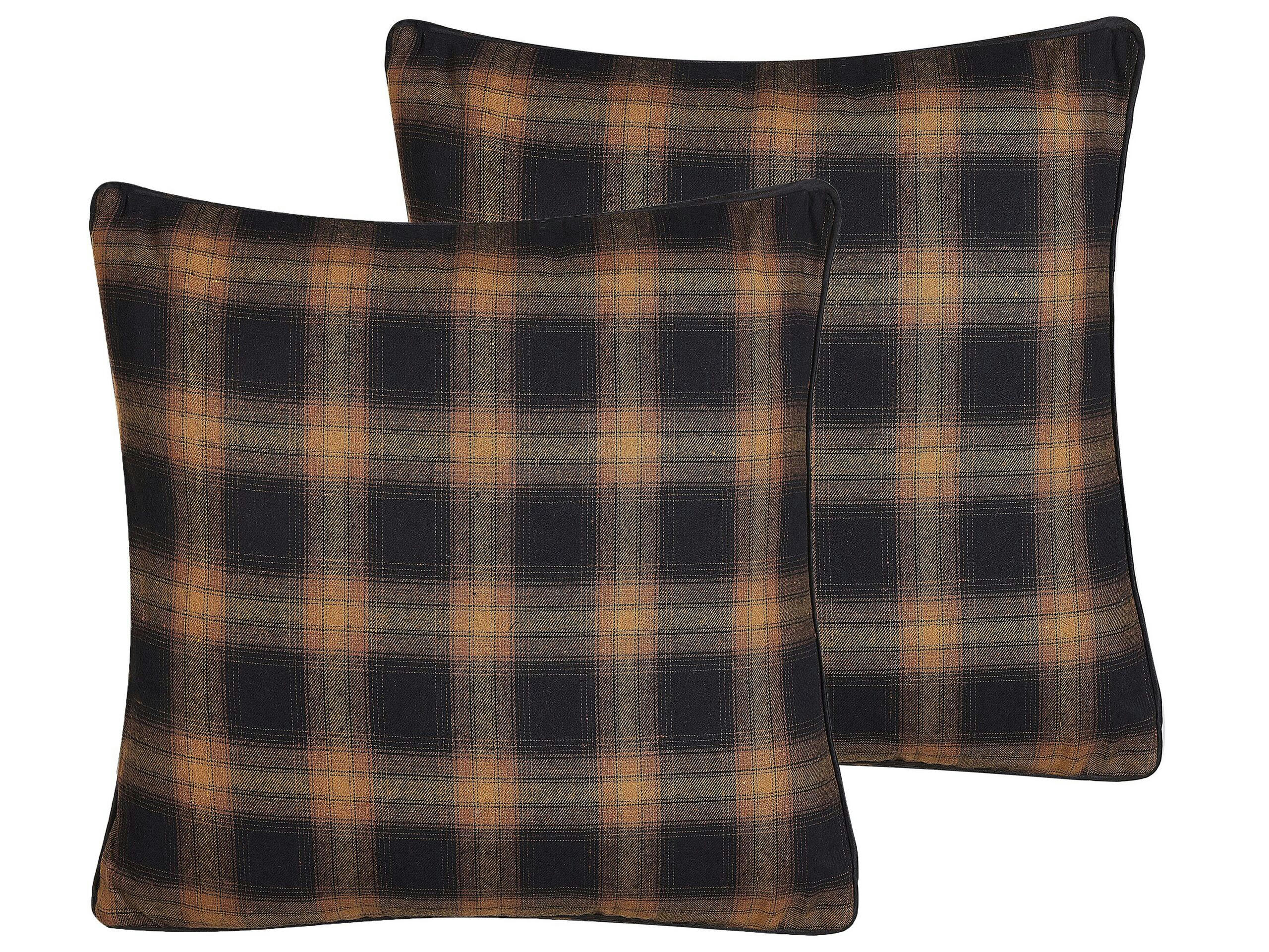 ACORUS - Lot de 2 coussin décoratifs en tissu noir 45x6cm