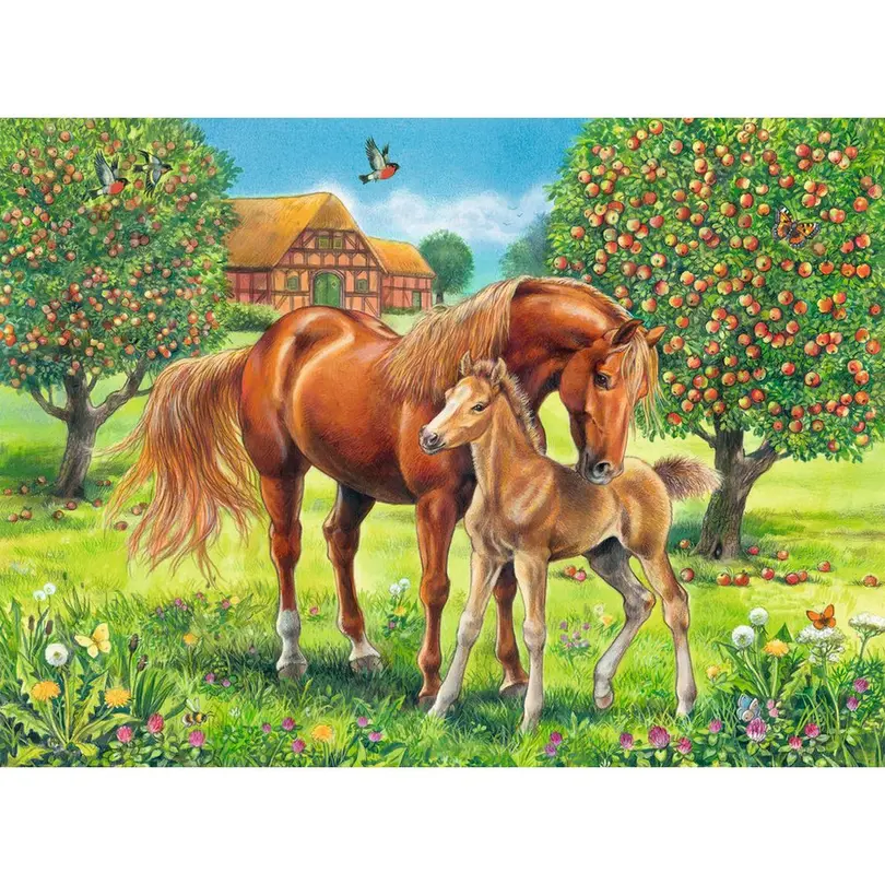 Puzzle 100er-Set Pferdeglück auf der Wiese