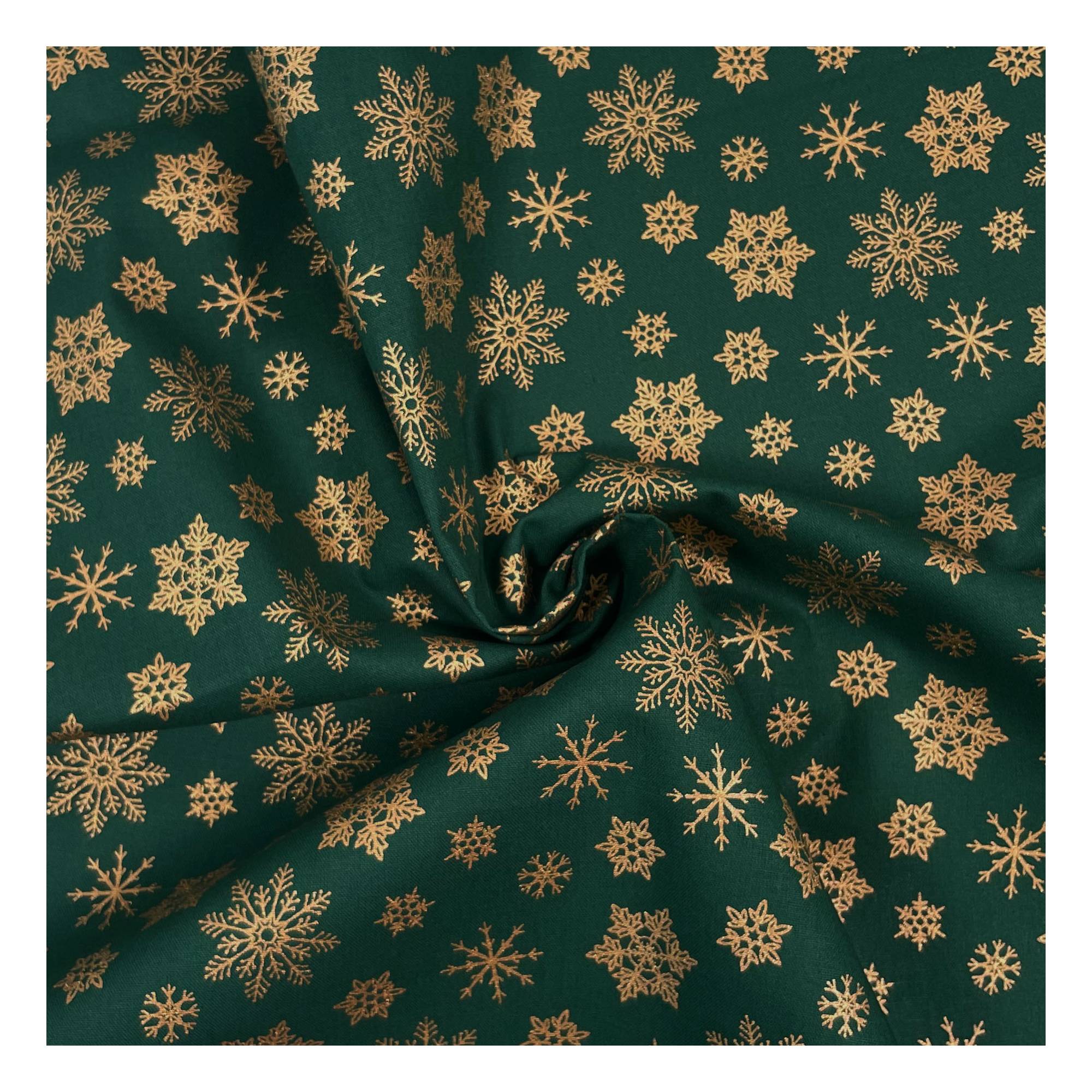 Metallic Snowflake Cotton Fabric by the Metre