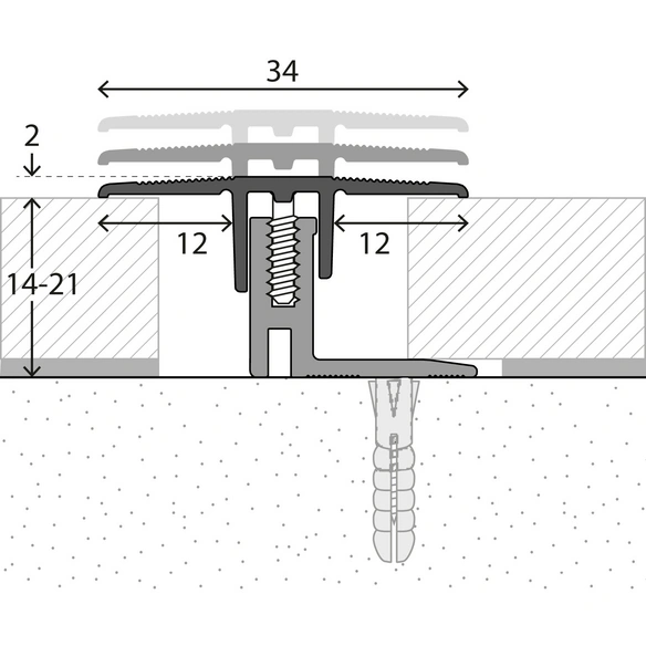 Übergangsprofil »LPS 220 XXL«, BxH: 34 x 17 mm, versenkt gelocht
