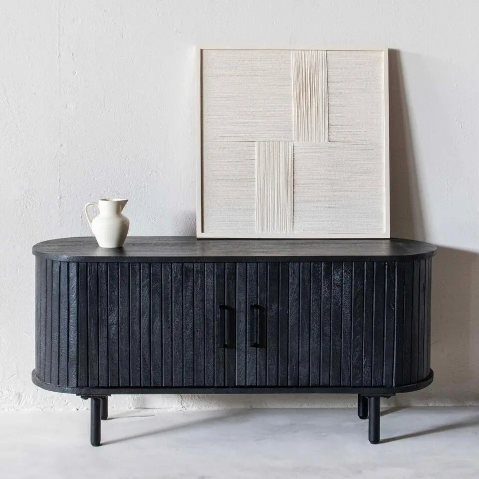 Tv-meubel Zwart - Mangohout - 120cm - Tv-meubel Merel