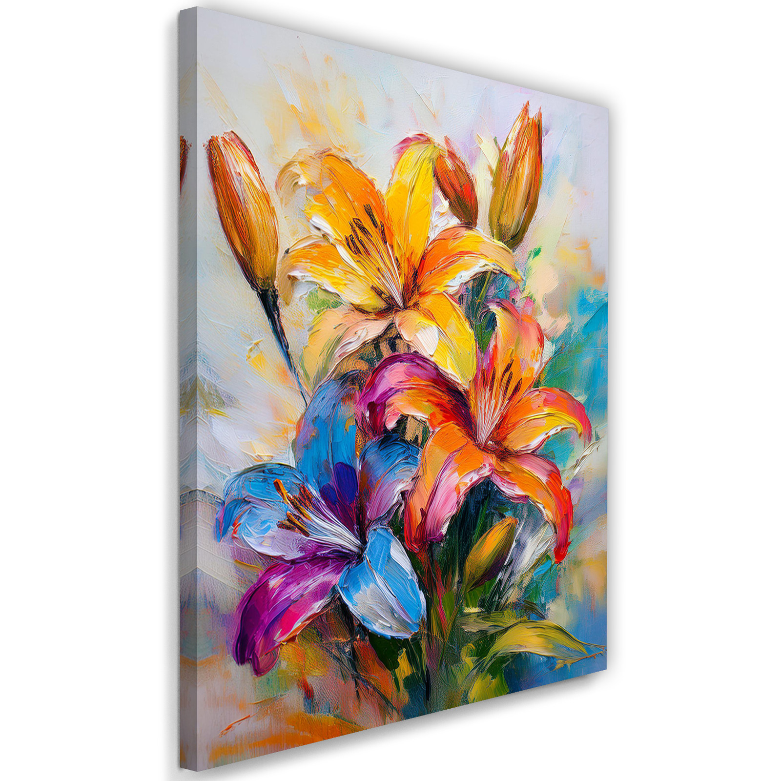 Feeby Obraz na płótnie, Kolorowe Lilie Kwiaty malowane 40x60