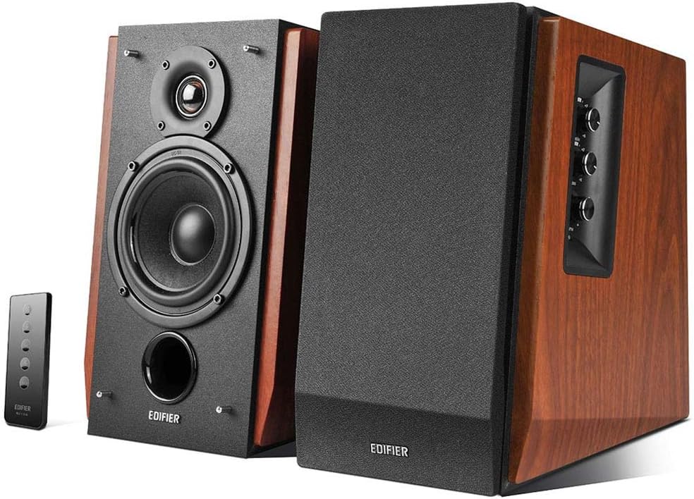Edifier R1700BT Amplified Bluetooth Bookshelf Speaker System, 2.0 Powered Active Speakers 66 Watt RMS - Wooden
