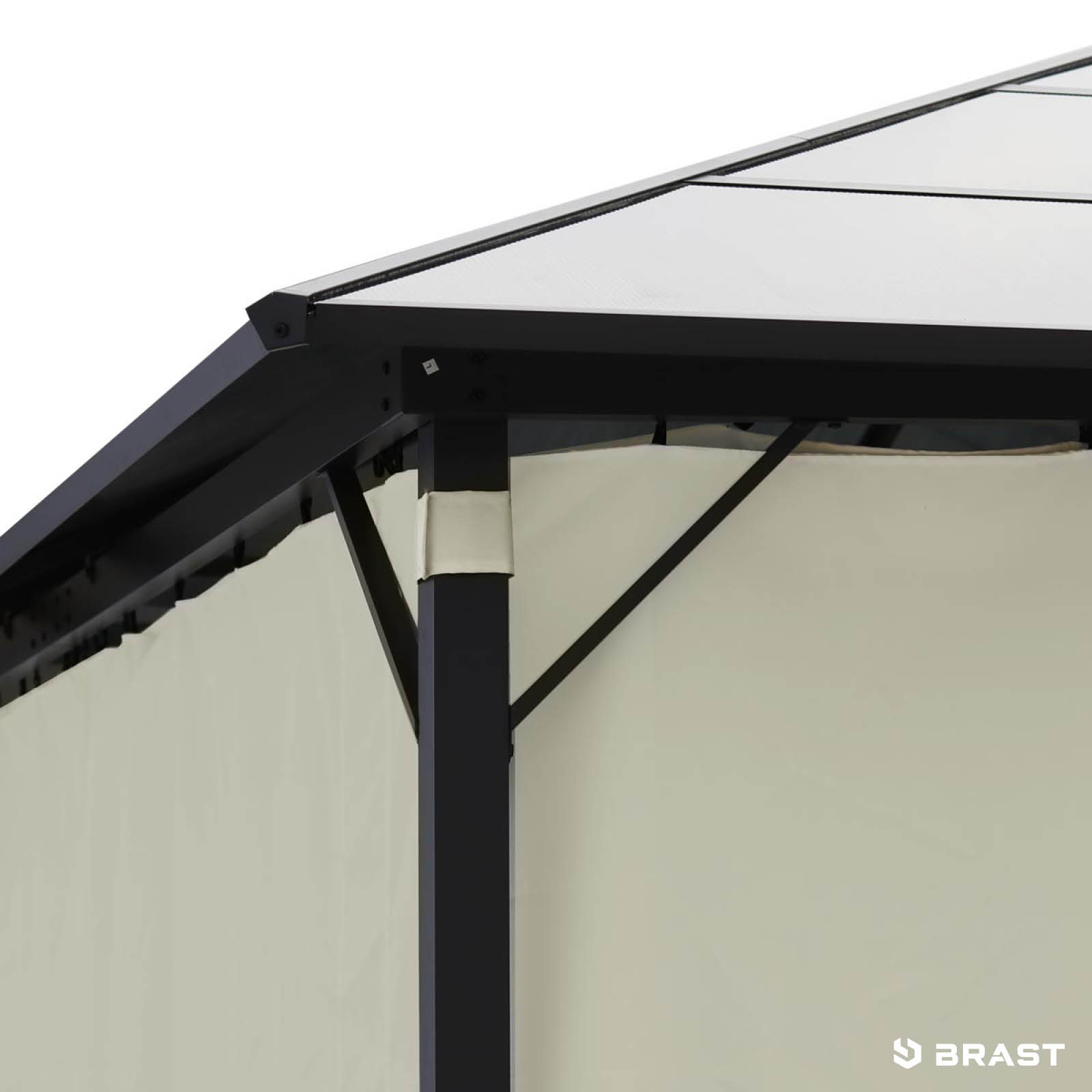 BRAST Alu-Pavillon PREMIUM 3,6x4,8m beige inkl. LEDs