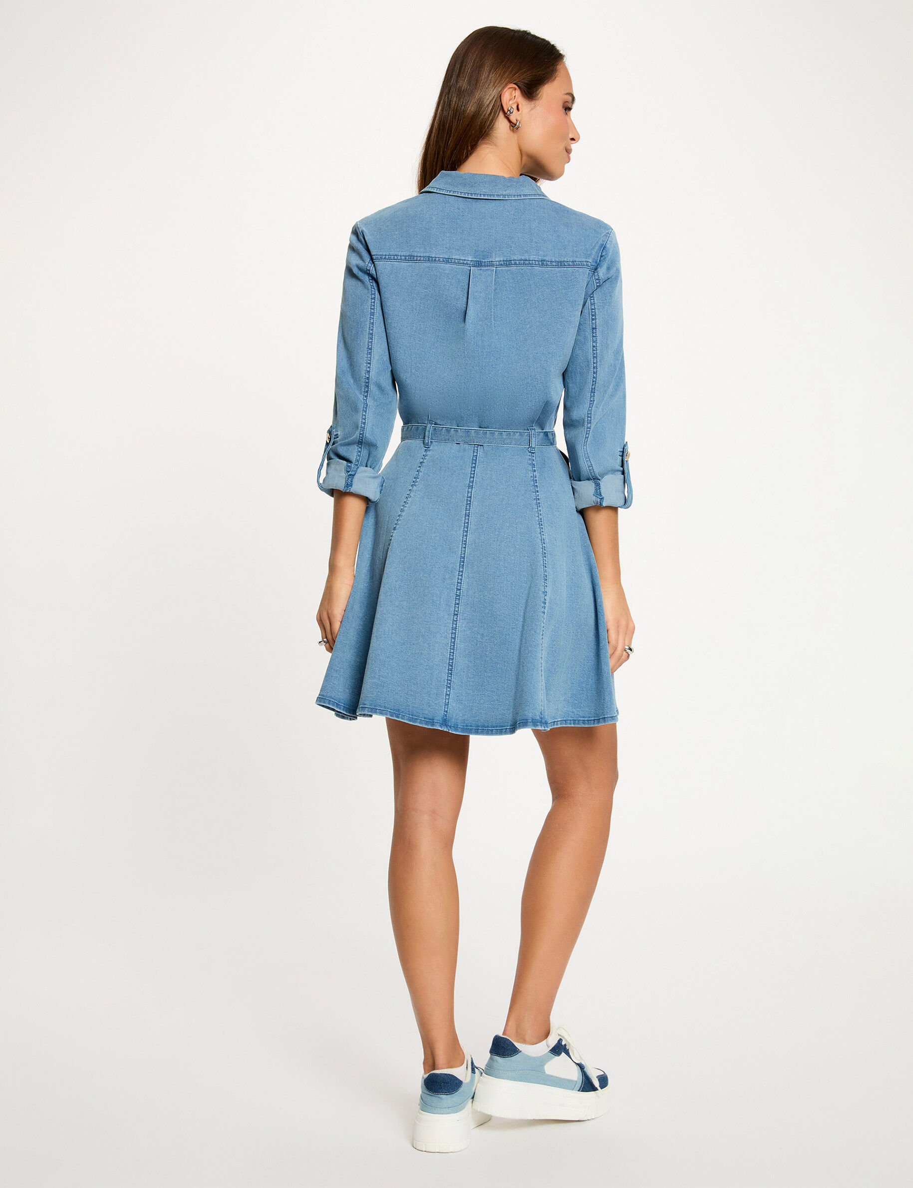 Fitted Short Dress Denim Stone Women