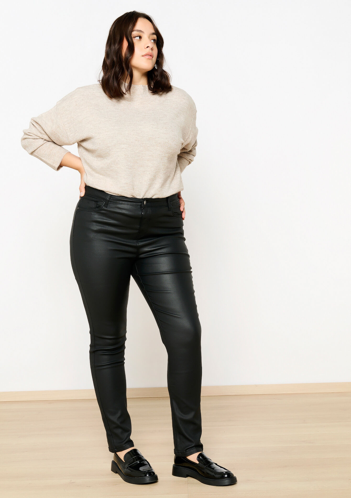 Gecoate slimfit broek