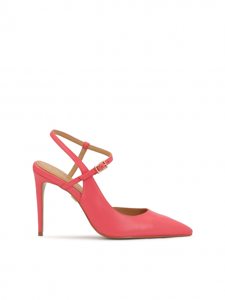 Pink pumps with open heel