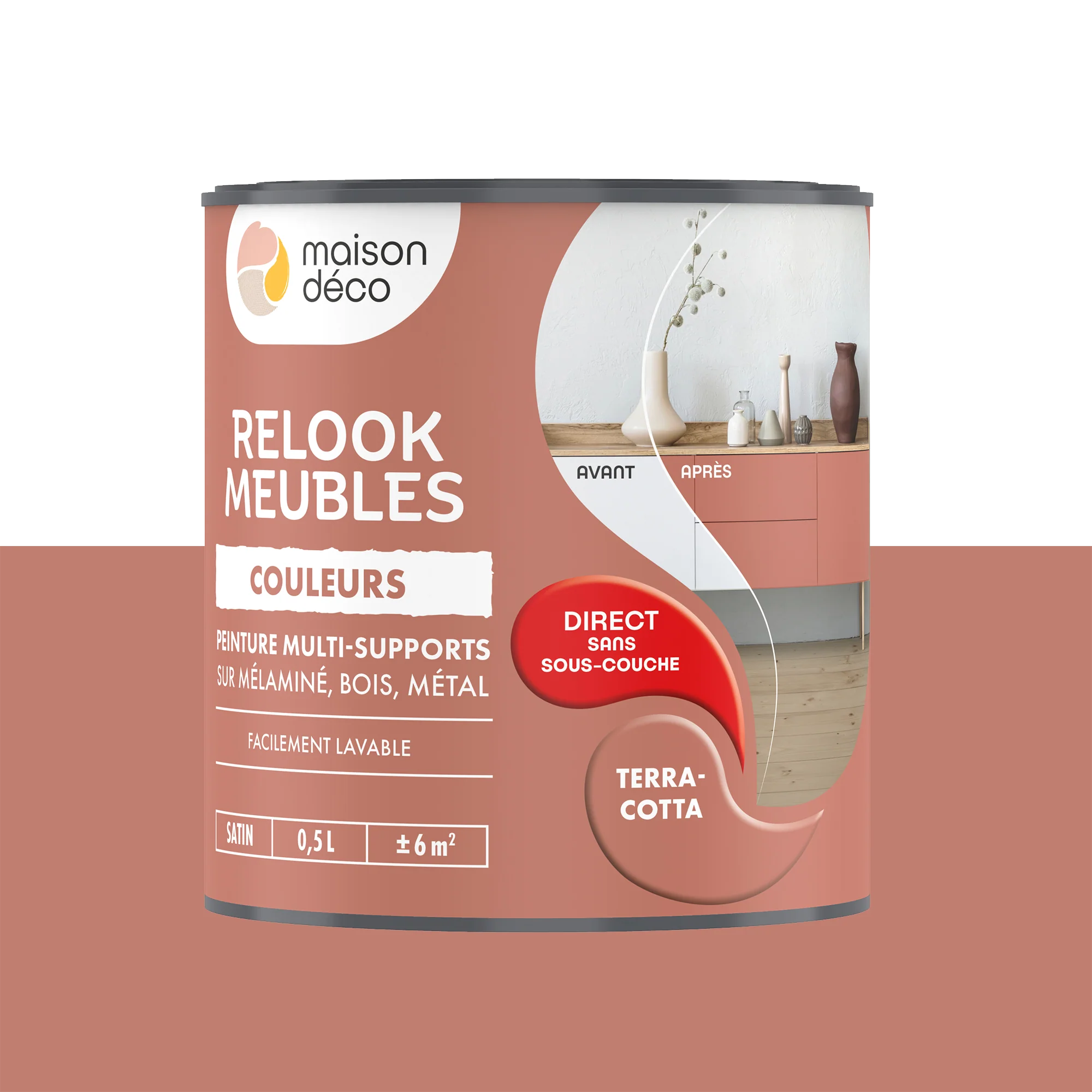 Relook meubles couleurs Peinture RELOOK MEUBLES Peinture terracotta Satiné 0,5 L