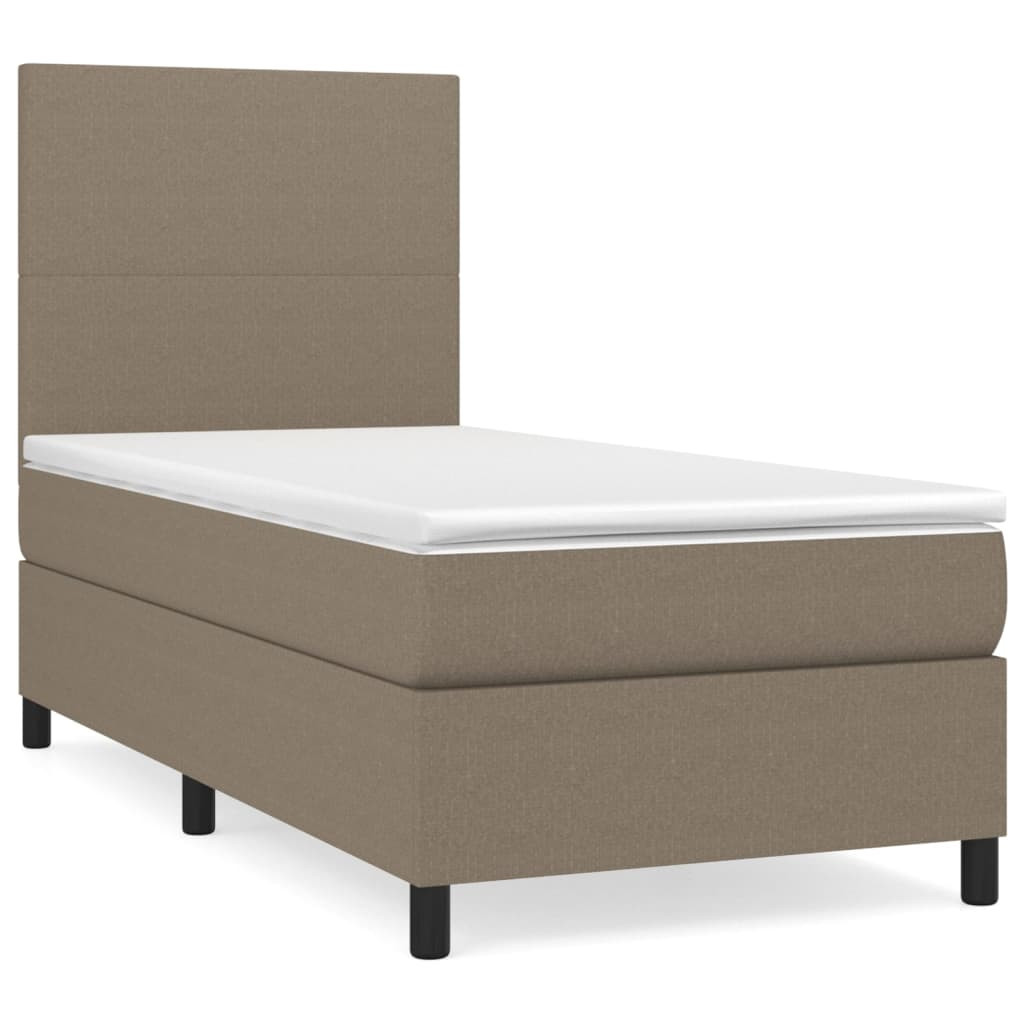 Łóżko kontynentalne z materacem taupe tkanina 80x200 cm