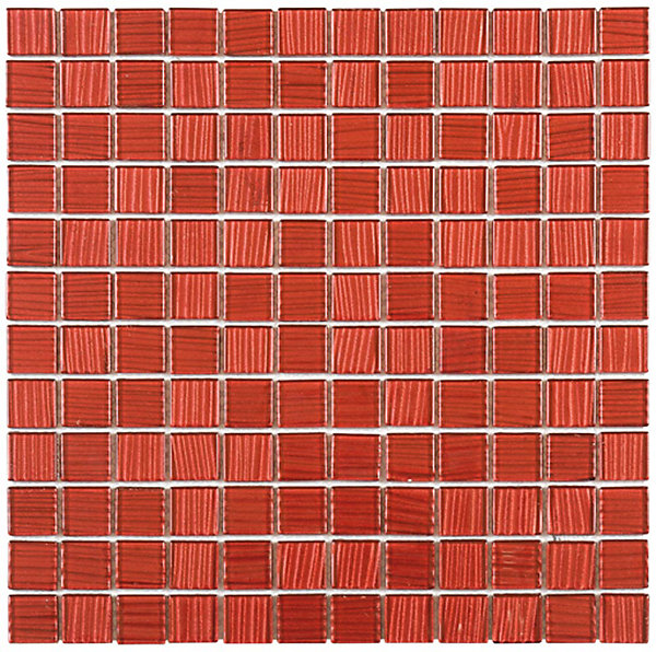 Mosaique de verre2.3X2.3 Cm Ondulee Rouge - vendu par plaque de 30X30 Cm -