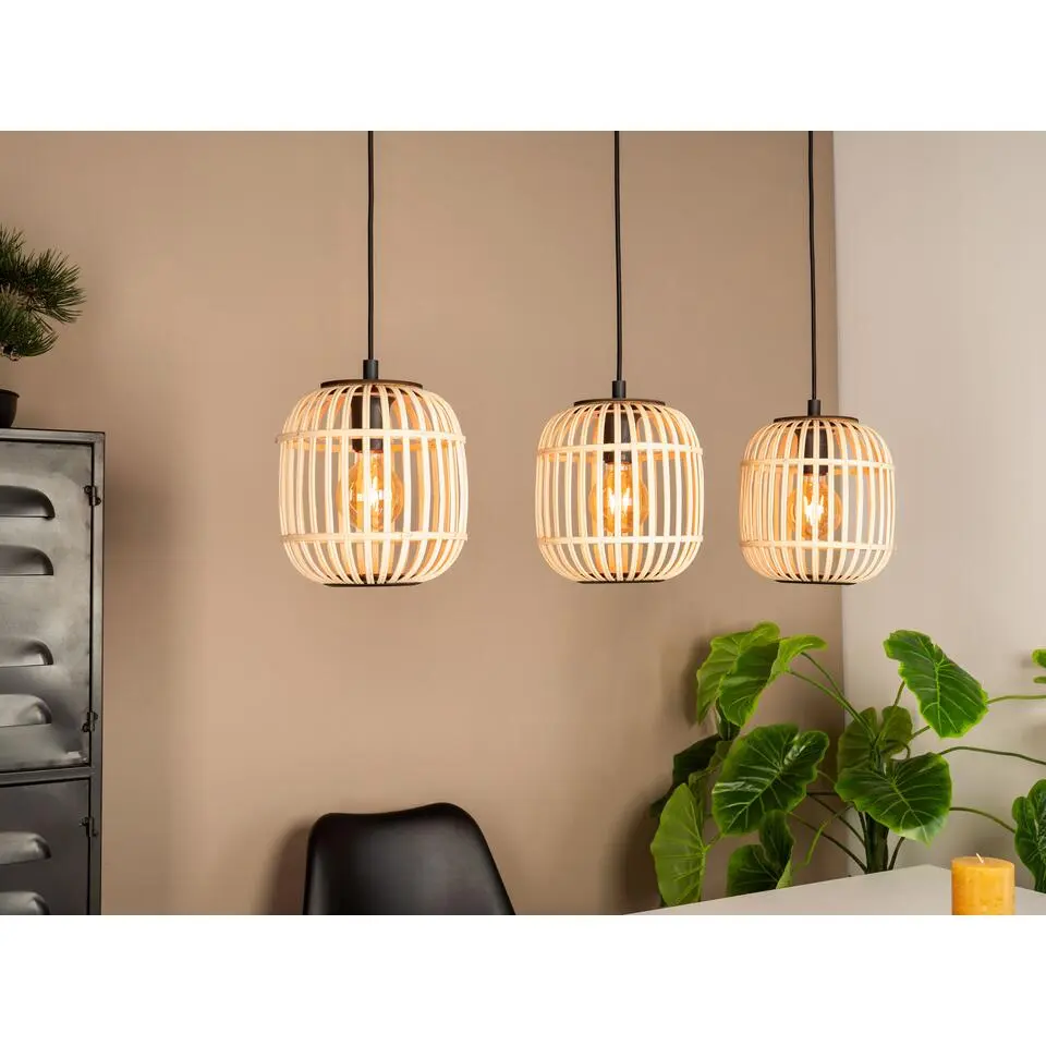 EGLOBordesleyHanglamp-E27-91cm-Zwart/Hout